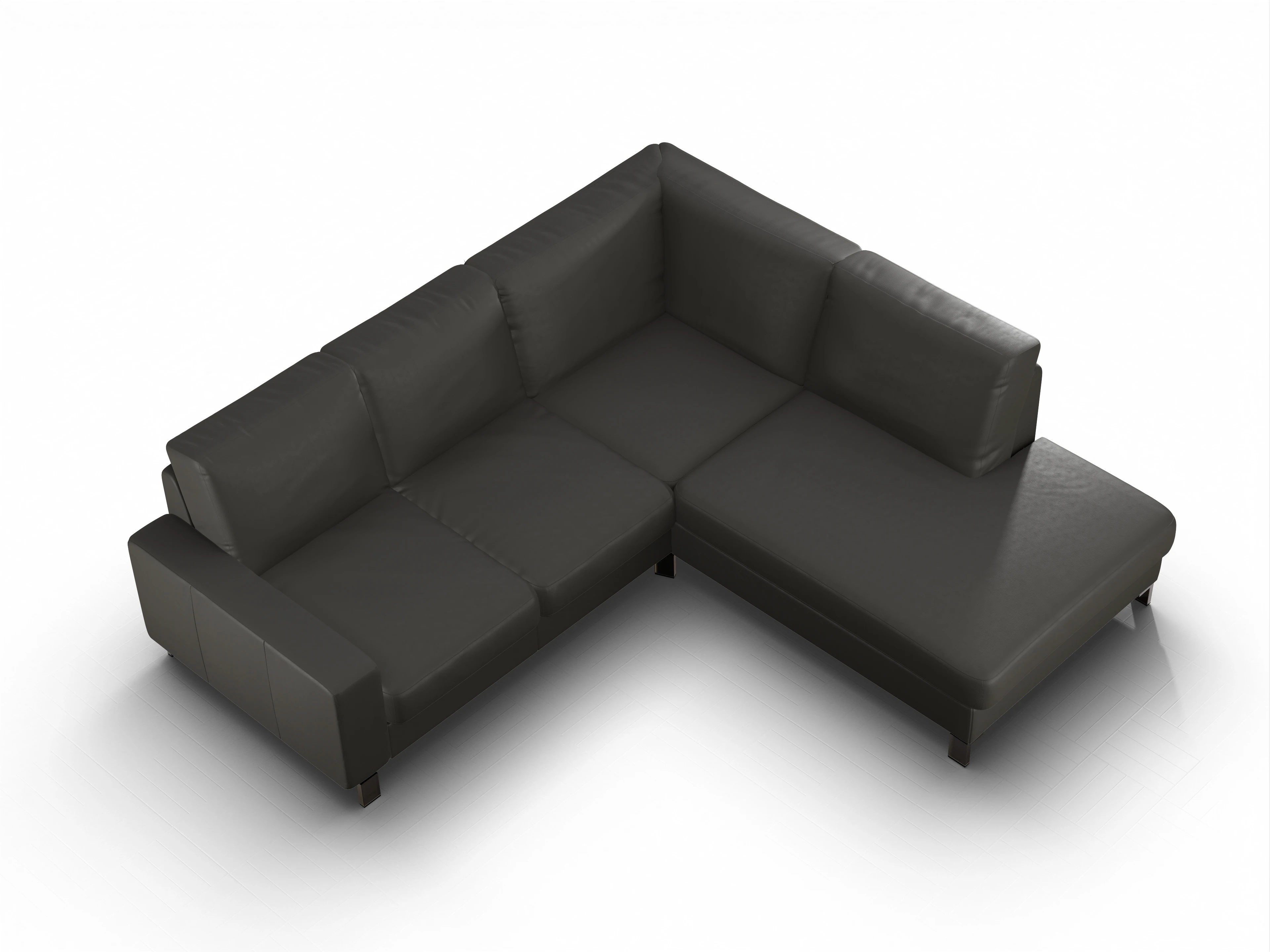 Ansicht des Produktes Casco 2.0 Ecksofa rechts Abschluss offen in Leder Grau