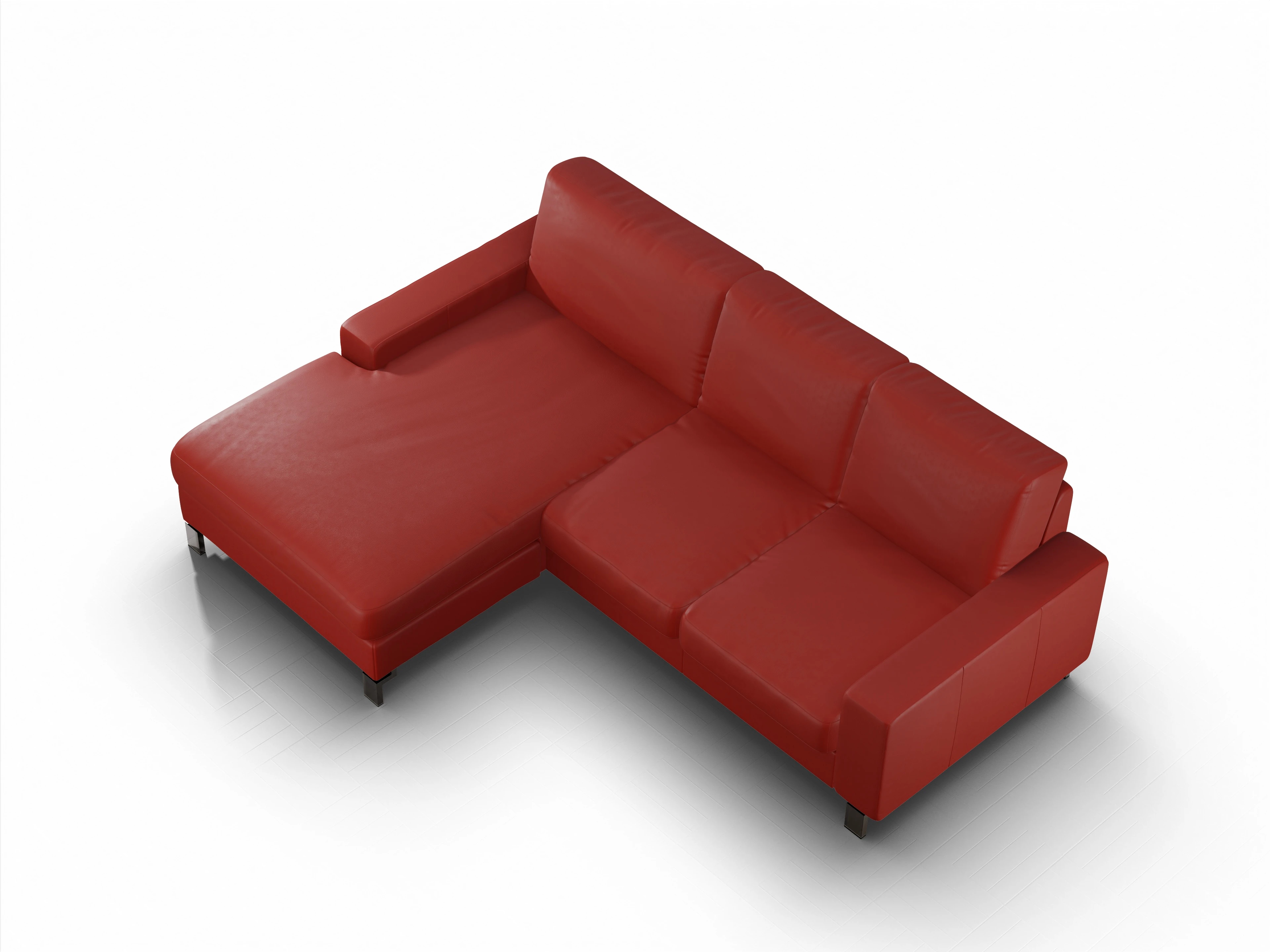 Ansicht des Produktes Casco 2.0 Ecksofa links Abschluss offen in Leder Rot