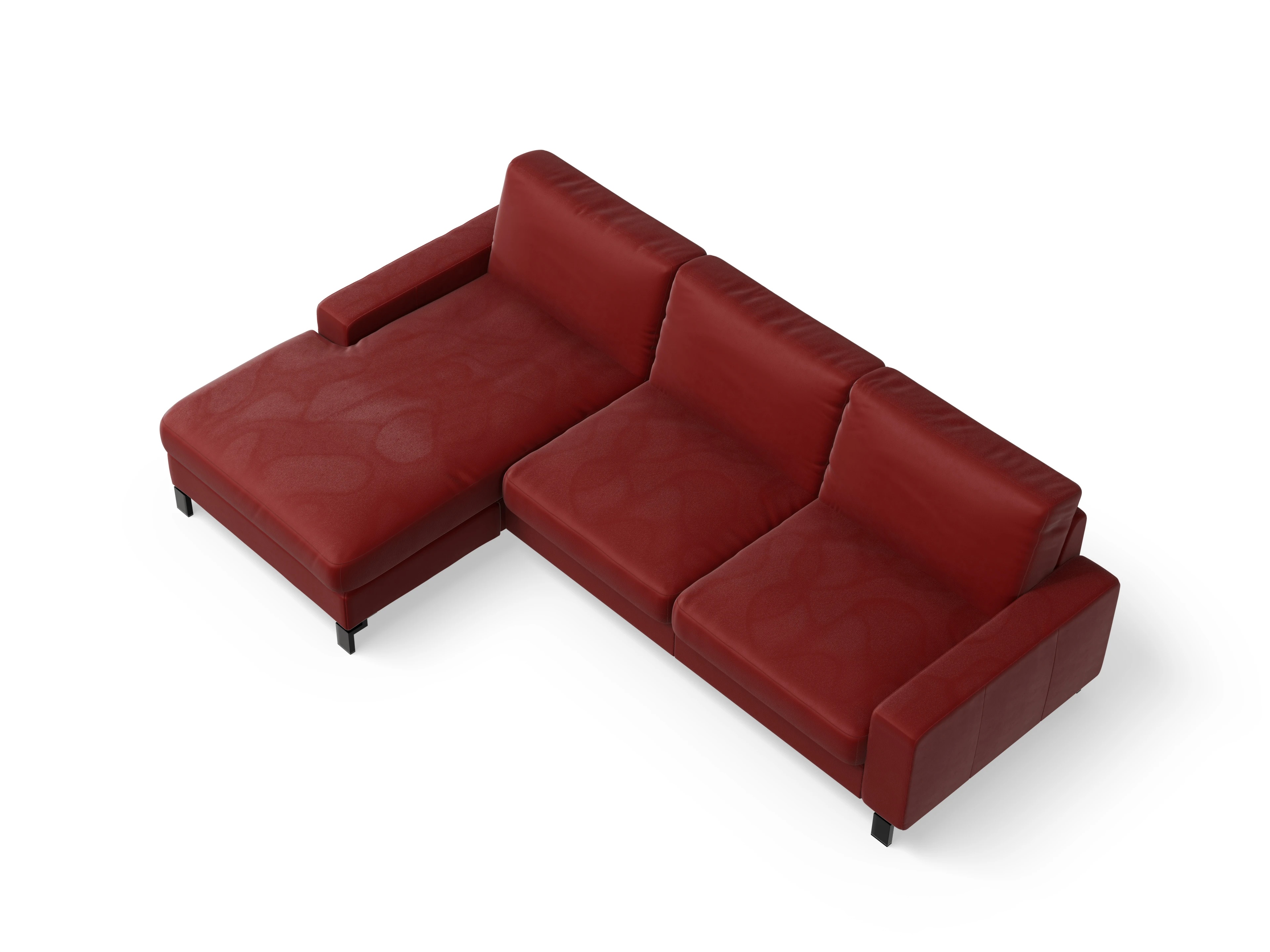 Casco Ecksofa LO Large L Ansicht des Produktes Casco 2.0 Ecksofa links Abschluss offen in Leder Rot