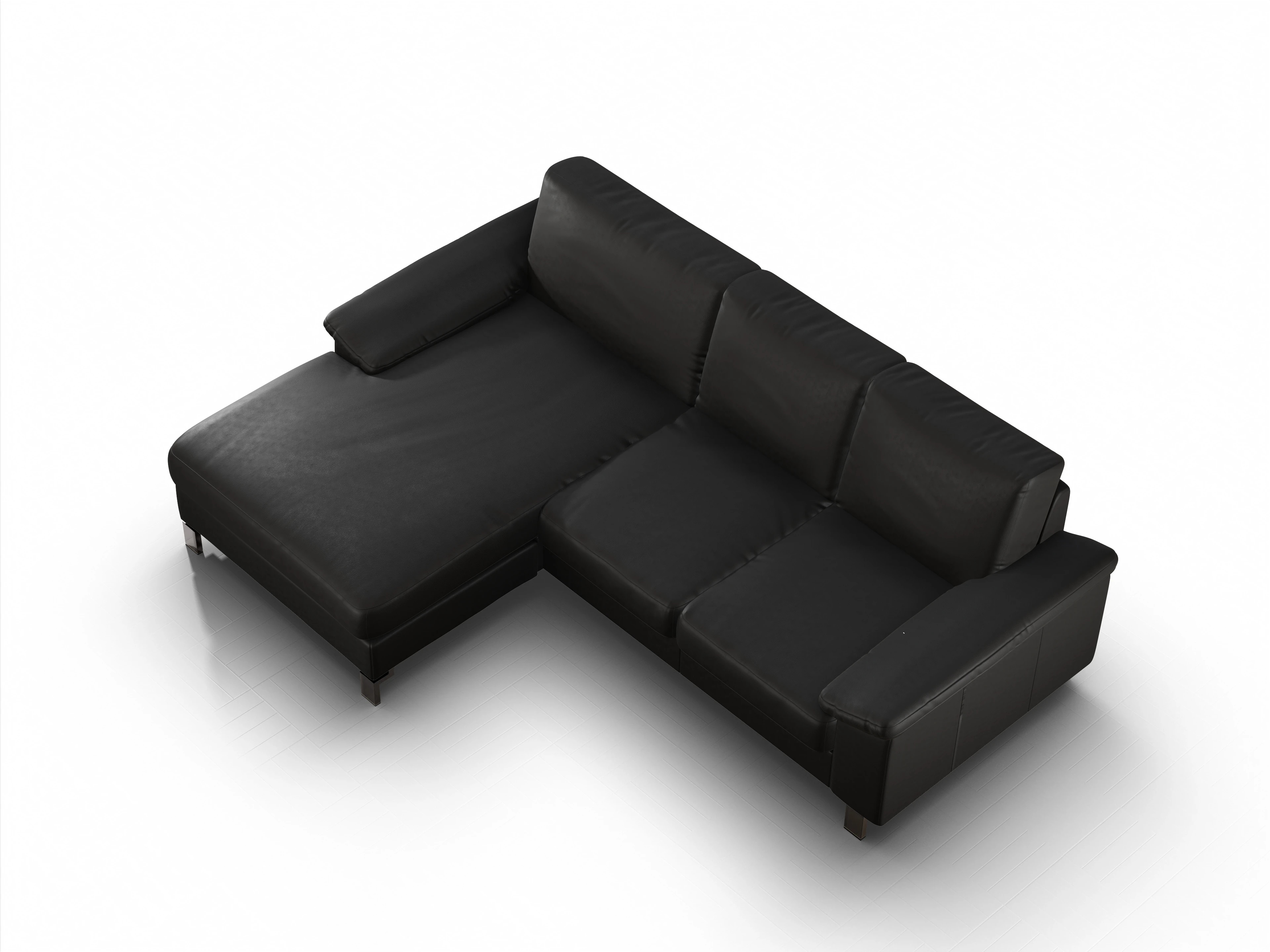 Ansicht des Produktes Casco 2.0 Ecksofa links Abschluss offen in Leder Grau