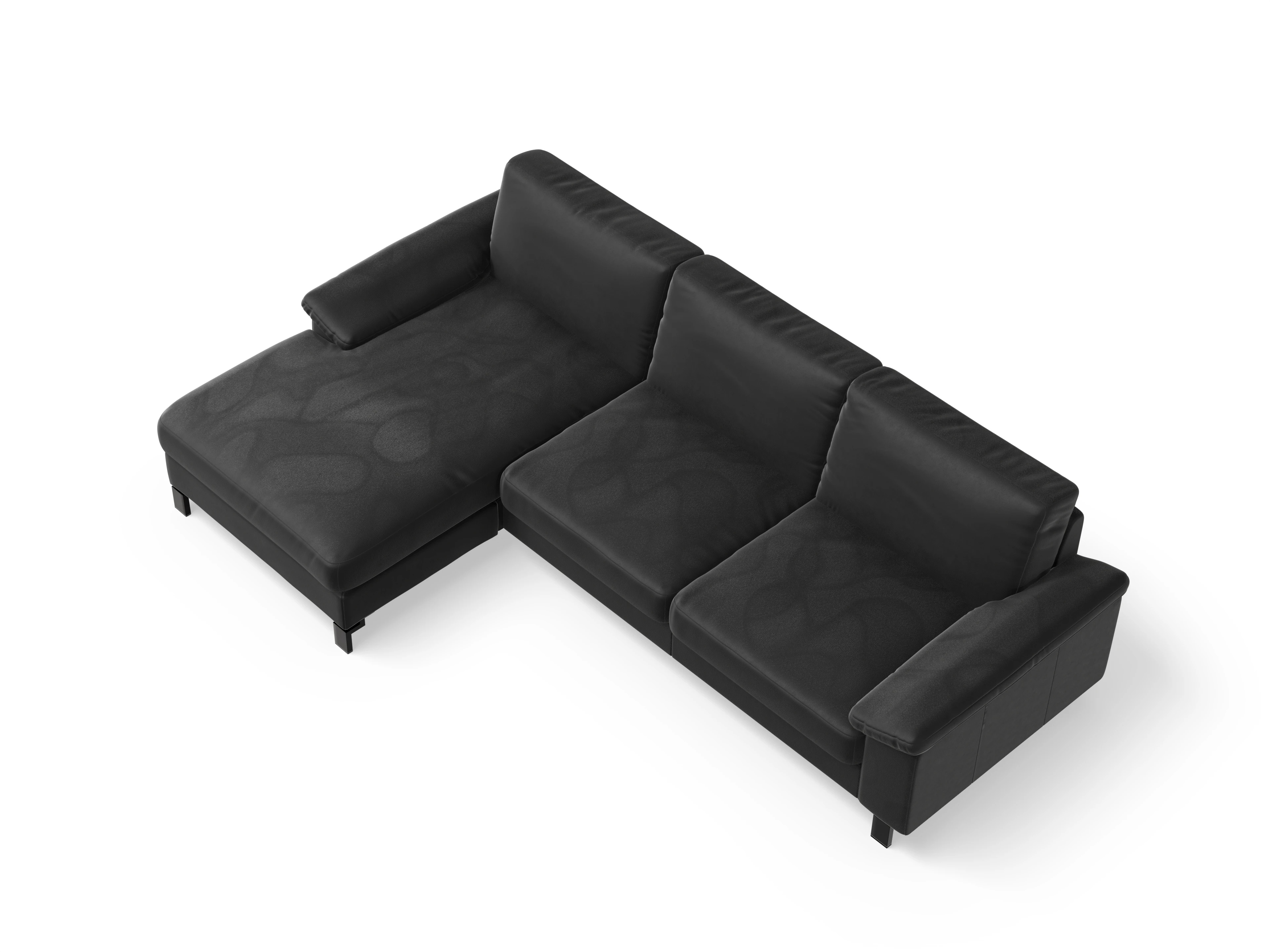 Casco Ecksofa LO Large L Ansicht des Produktes Casco 2.0 Ecksofa links Abschluss offen in Leder Grau