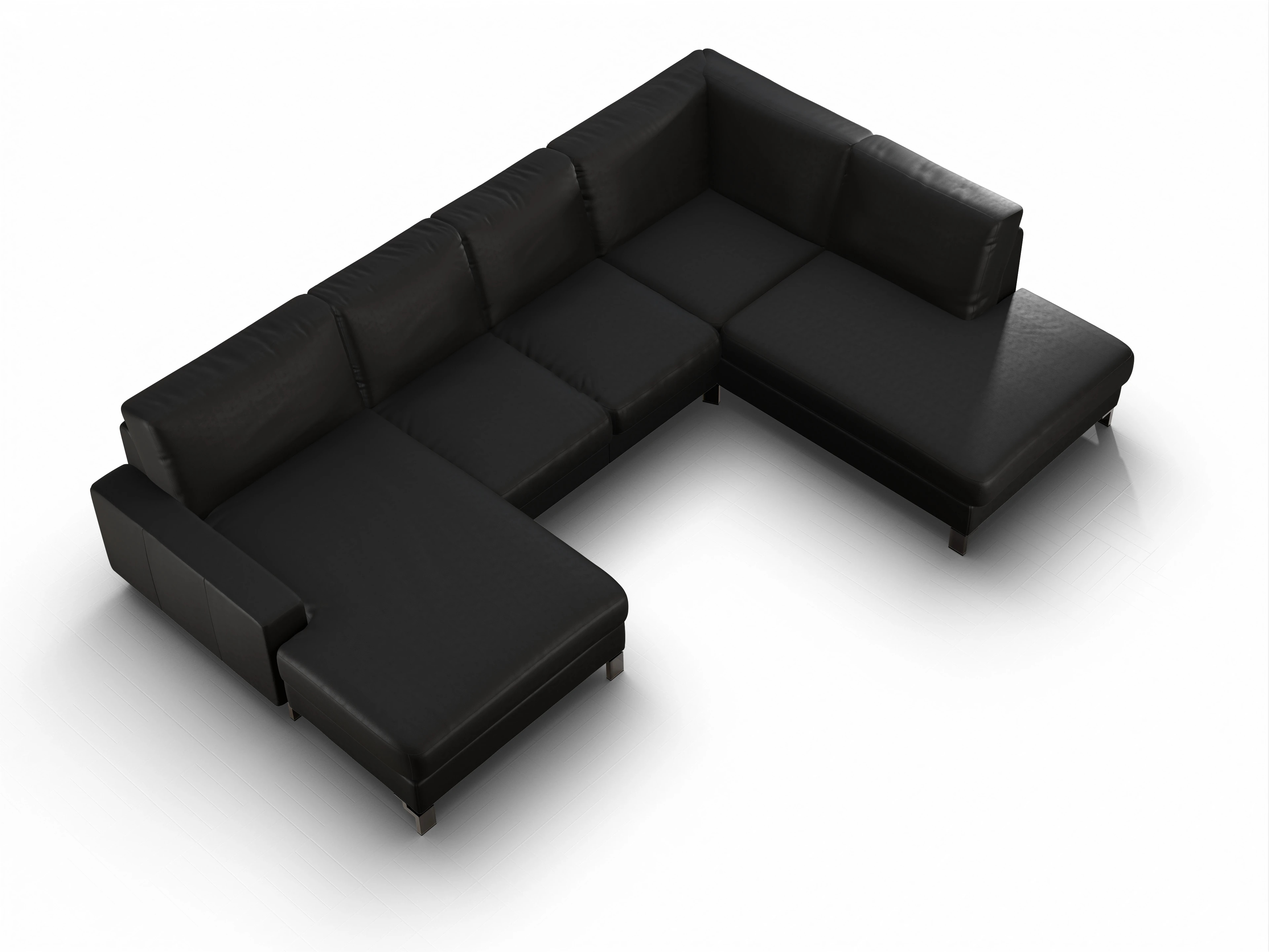 Ansicht des Produktes Casco 2.0 Wohnlandschaft offen beidseitig in Leder Grau