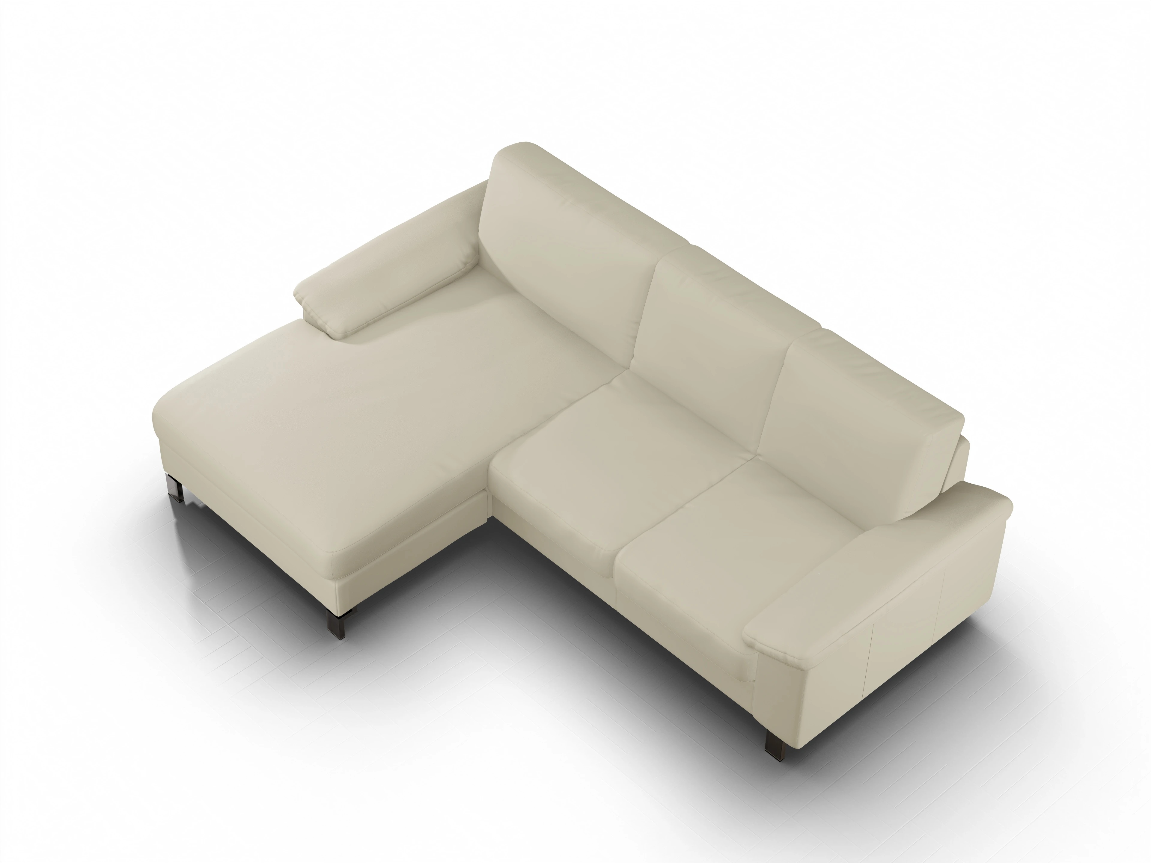 Ansicht des Produktes Casco 2.0 Ecksofa links Abschluss offen in Leder Beige