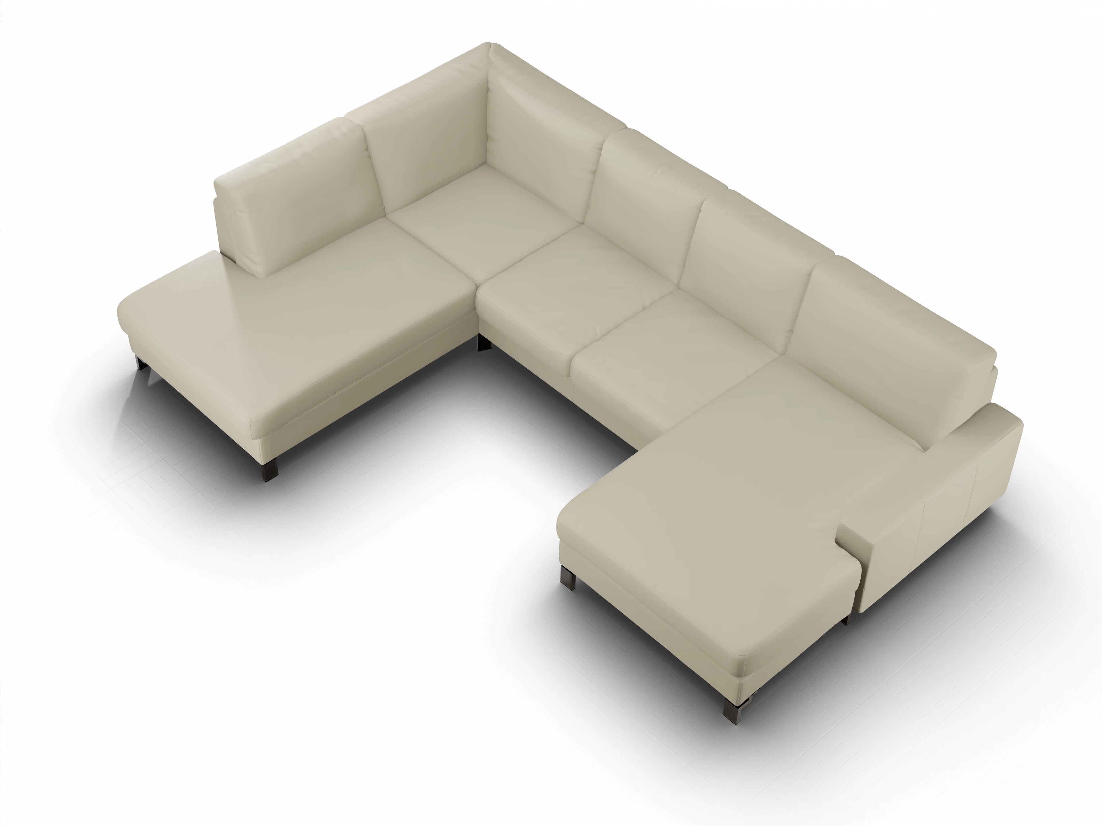 Ansicht des Produktes Casco 2.0 Wohnlandschaft offen beidseitig in Leder Beige