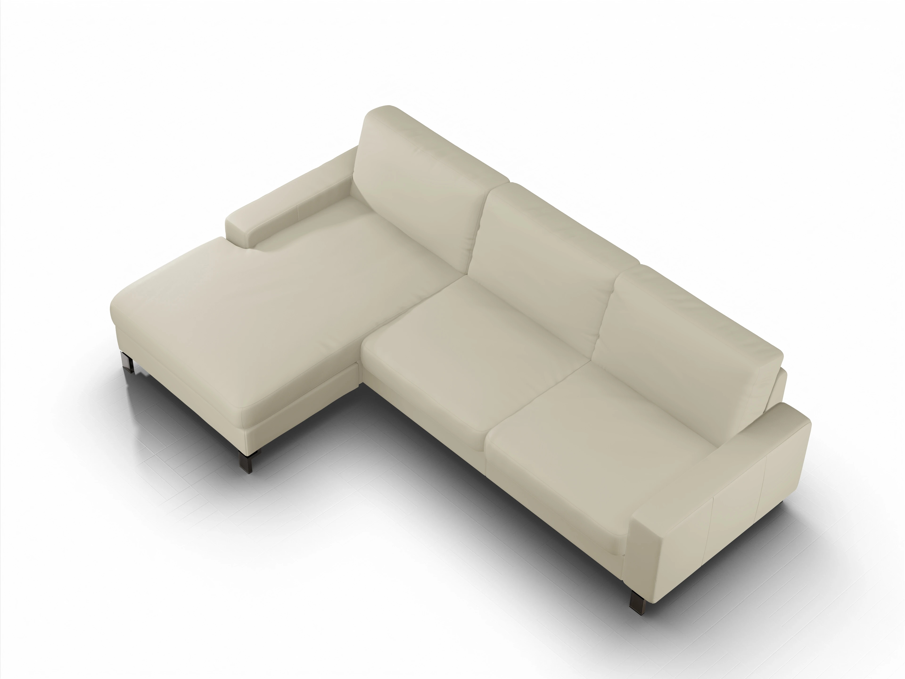 Ansicht des Produktes Casco 2.0 Ecksofa links Abschluss offen in Leder Beige