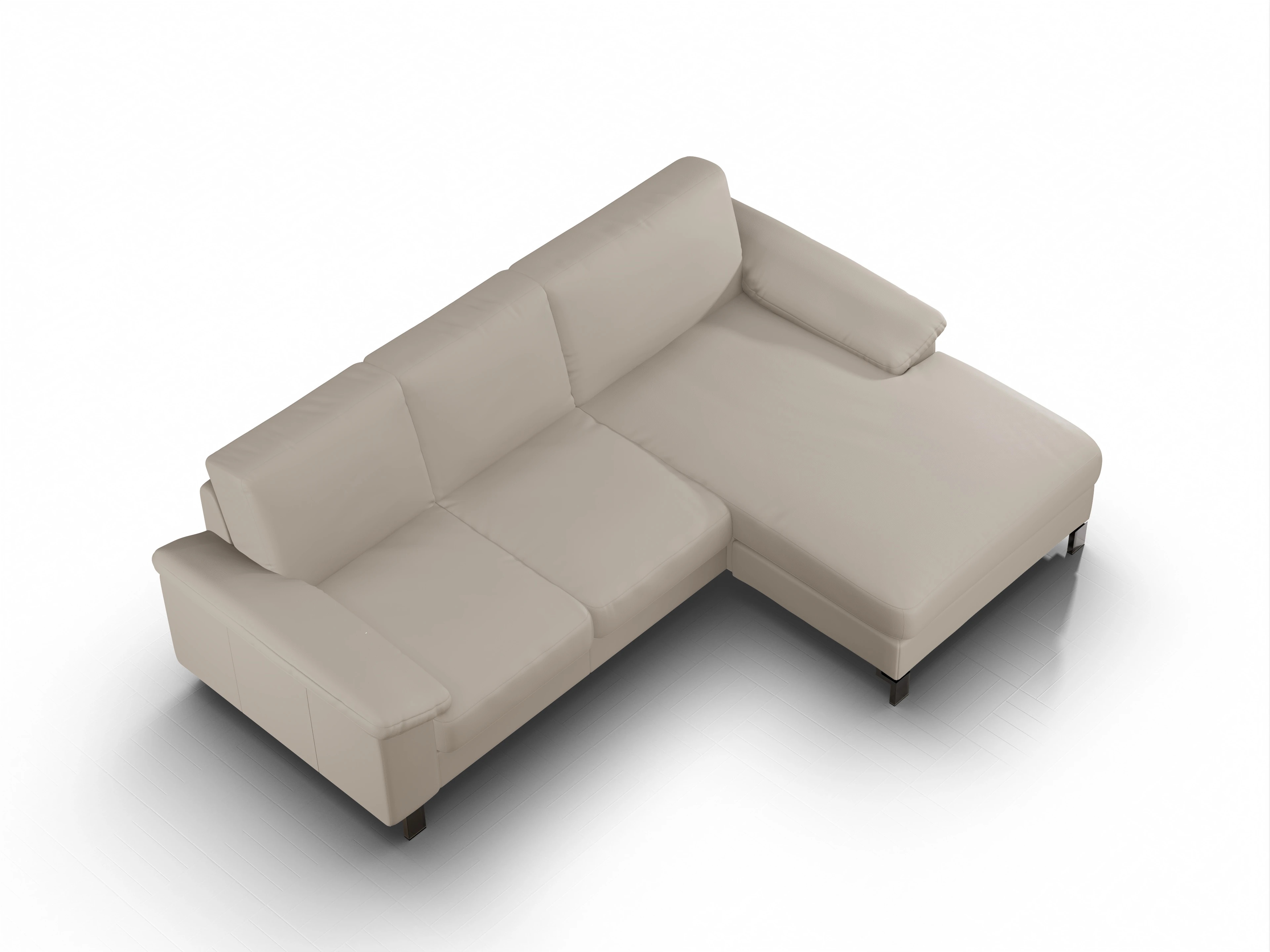 Ansicht des Produktes Casco 2.0 Ecksofa rechts Abschluss offen in Leder Braun