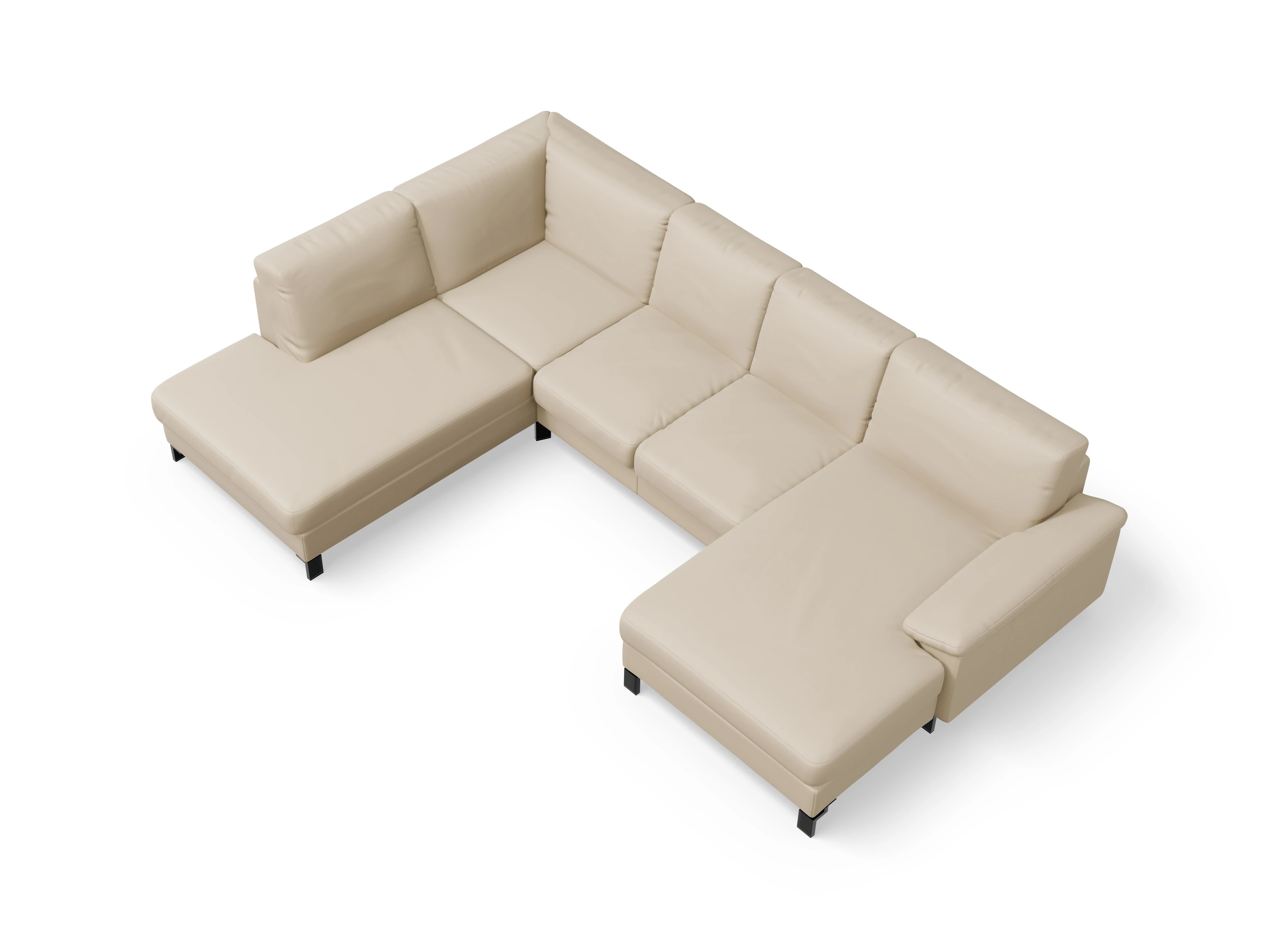Ansicht des Produktes Casco 2.0 Wohnlandschaft offen beidseitig in Leder Beige