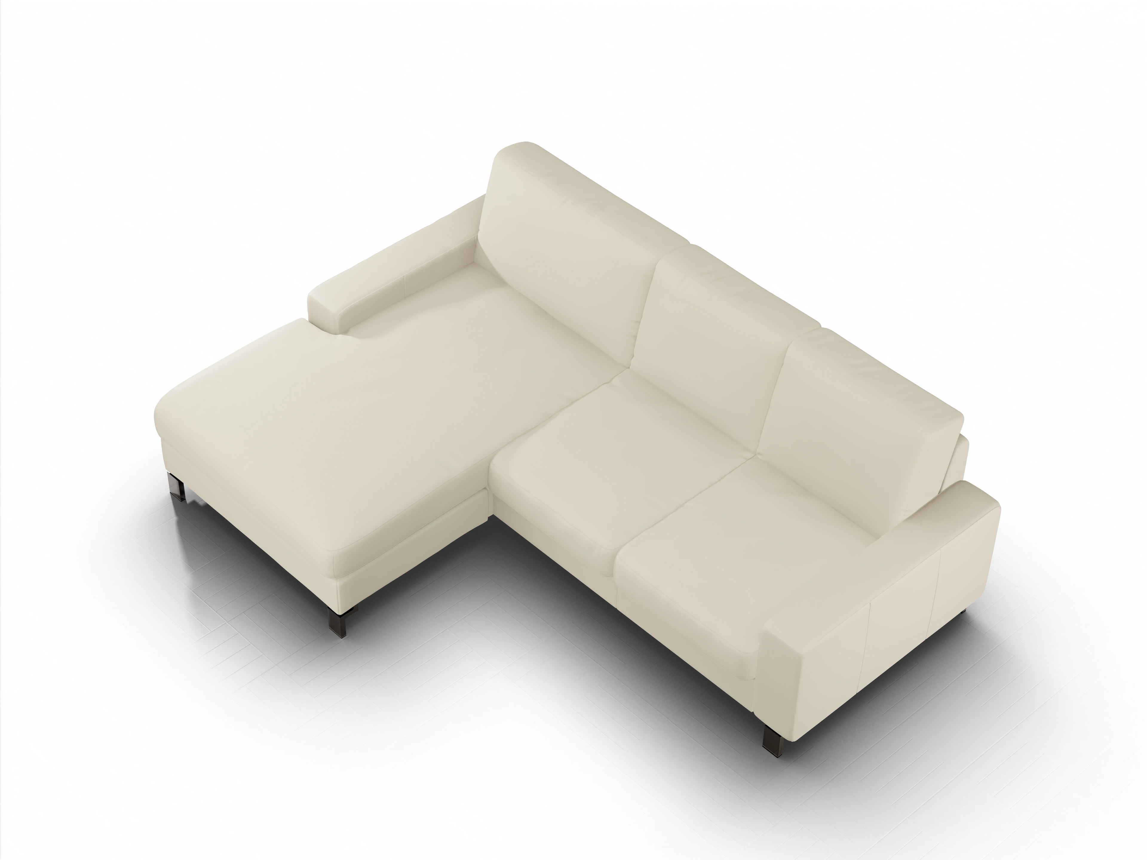 Ansicht des Produktes Casco 2.0 Ecksofa links Abschluss offen in Leder Beige