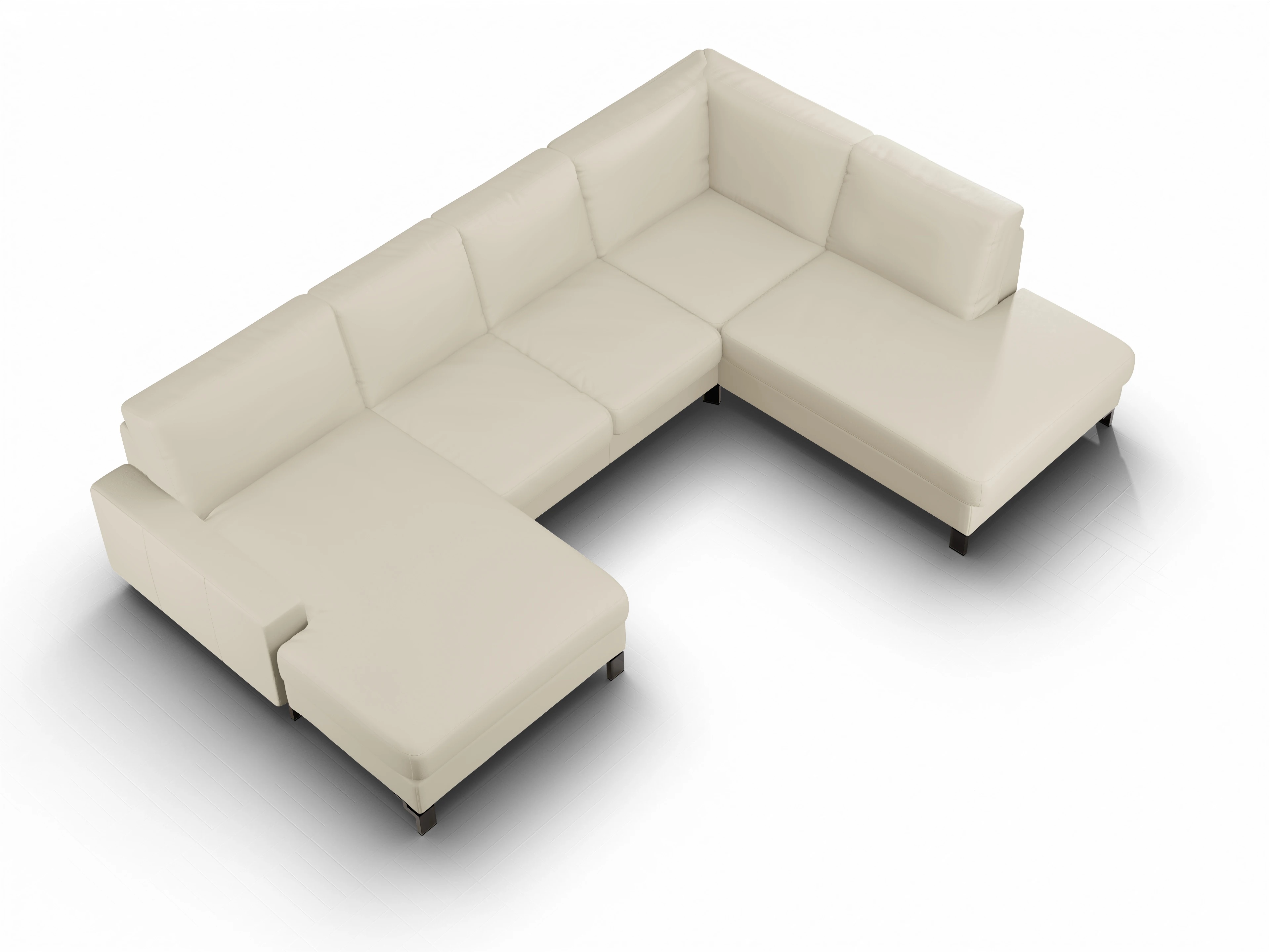 Ansicht des Produktes Casco 2.0 Wohnlandschaft offen beidseitig in Leder Beige