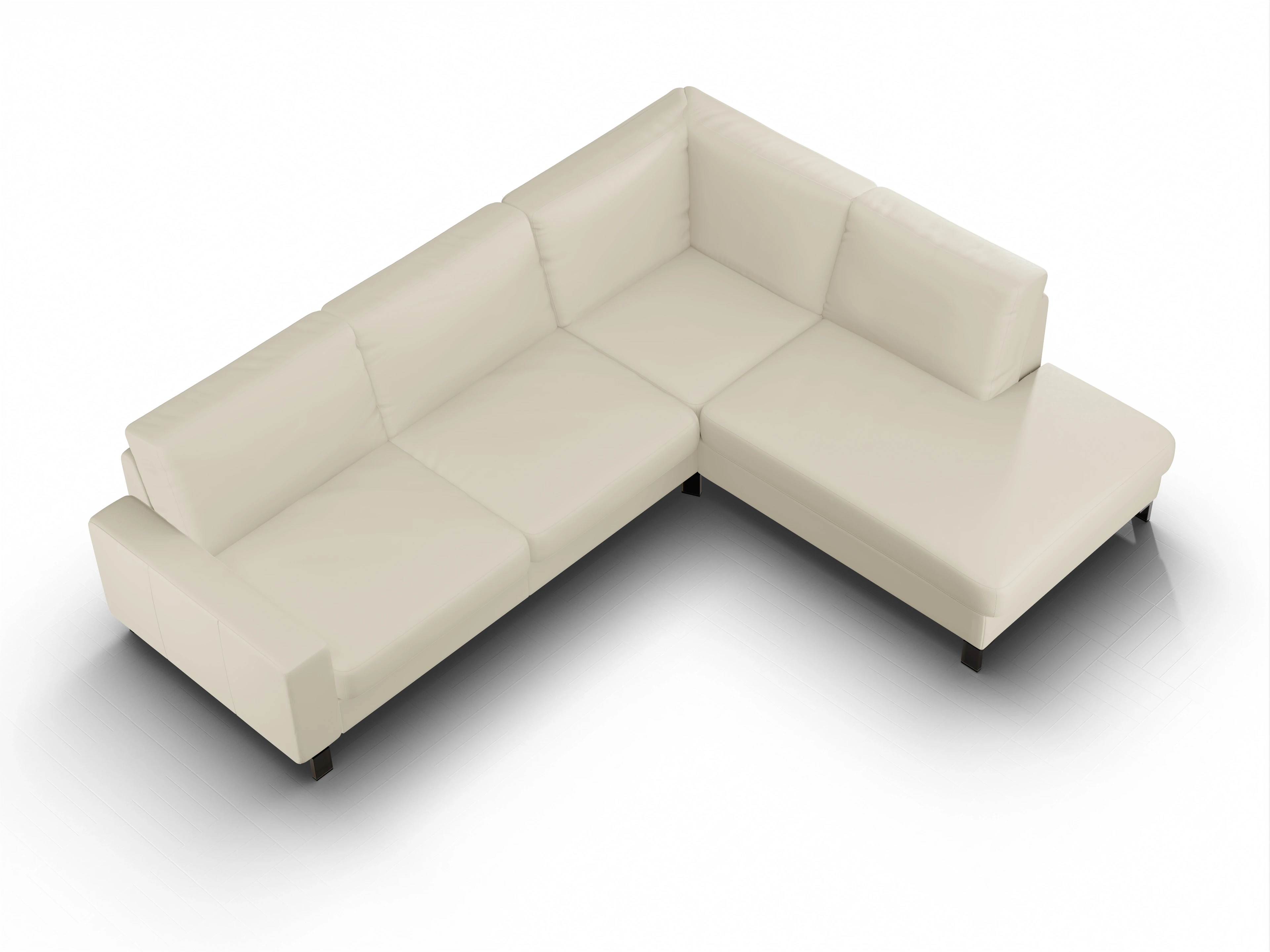 Ansicht des Produktes Casco 2.0 Ecksofa rechts Abschluss offen in Leder Beige