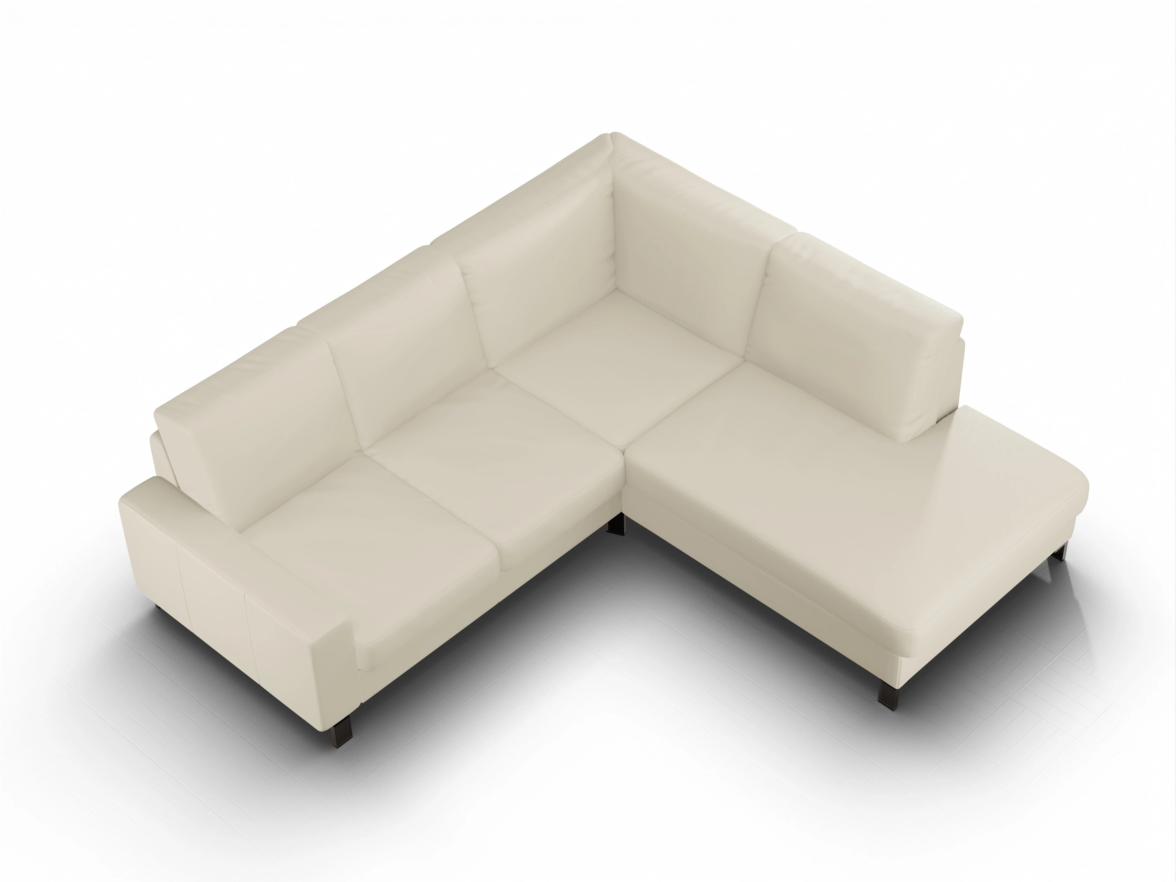 Ansicht des Produktes Casco 2.0 Ecksofa rechts Abschluss offen in Leder Beige