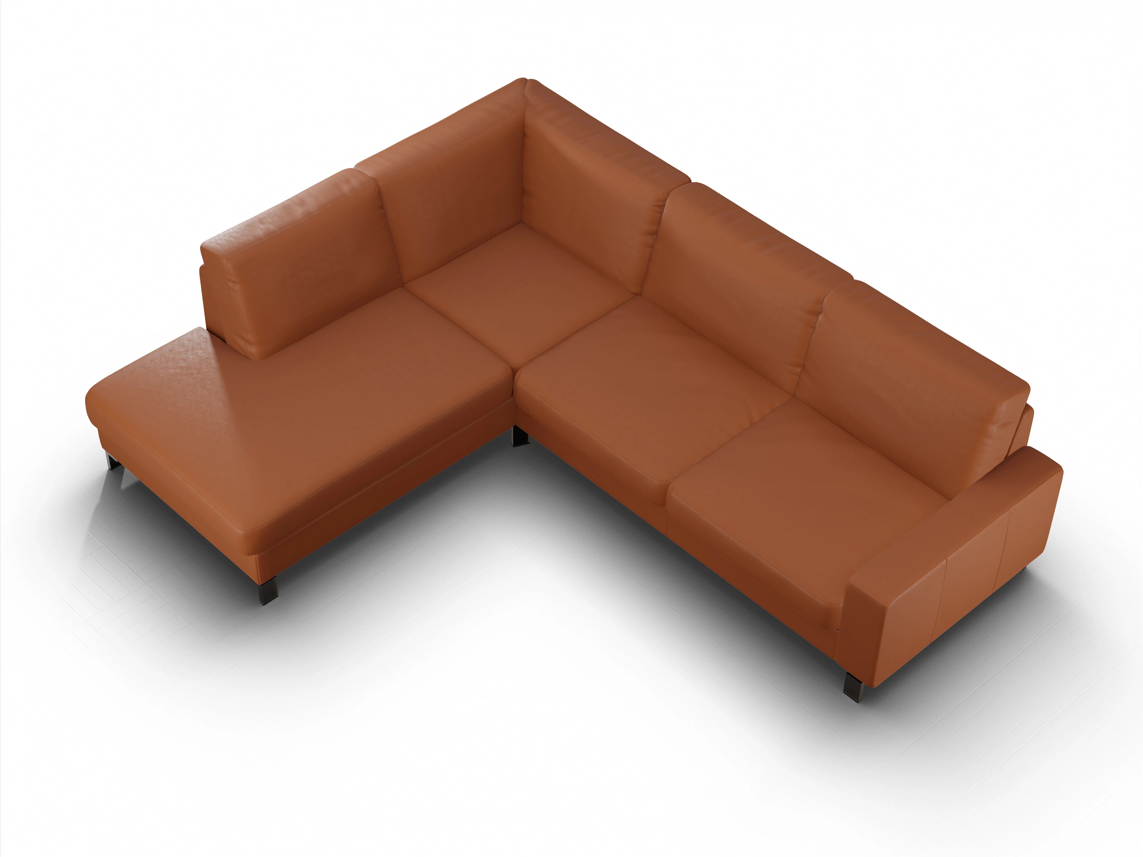 Ansicht des Produktes Casco 2.0 Ecksofa links Abschluss offen in Leder Braun