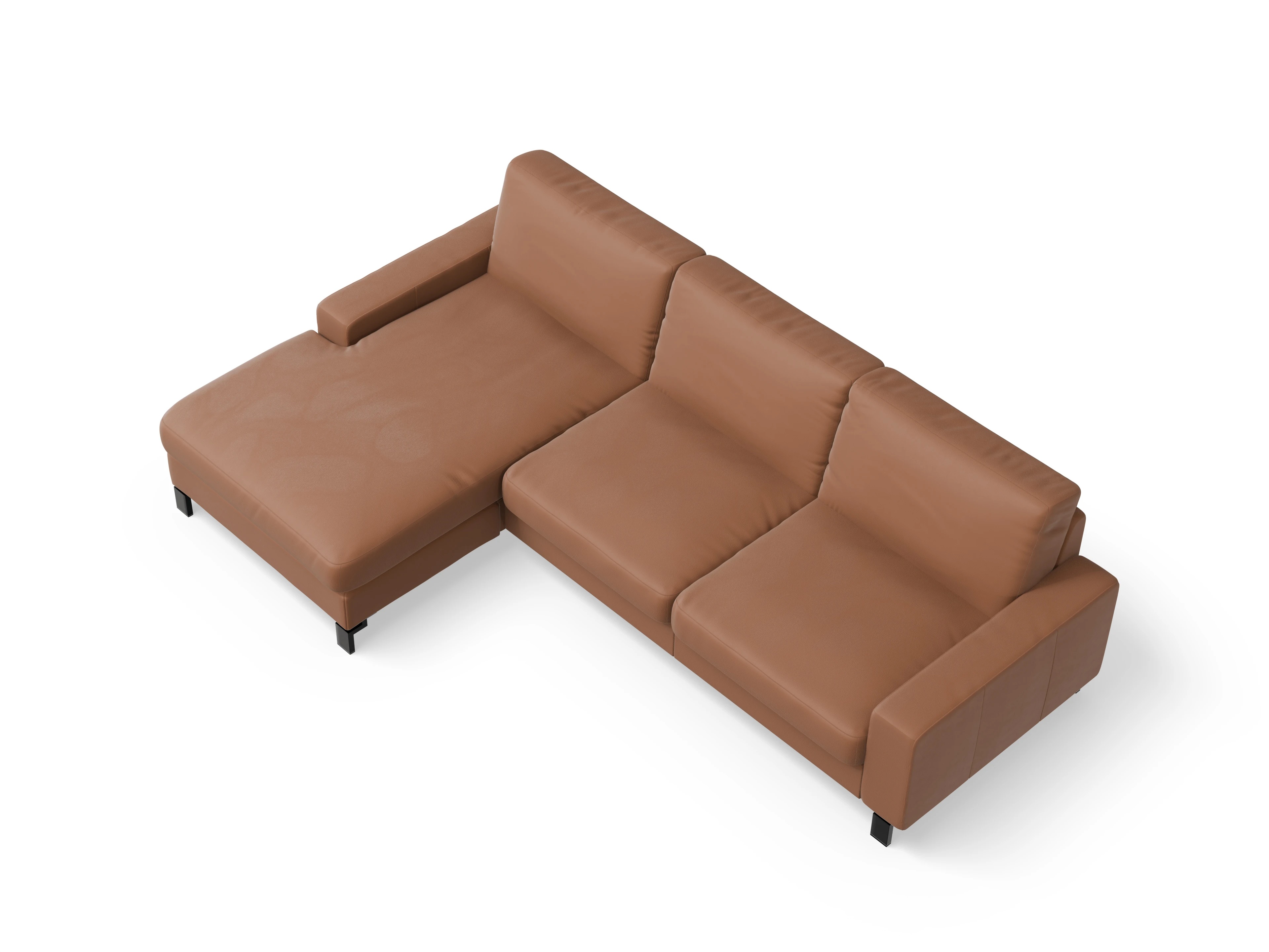 Casco Ecksofa LO Large L Ansicht des Produktes Casco 2.0 Ecksofa links Abschluss offen in Leder Braun