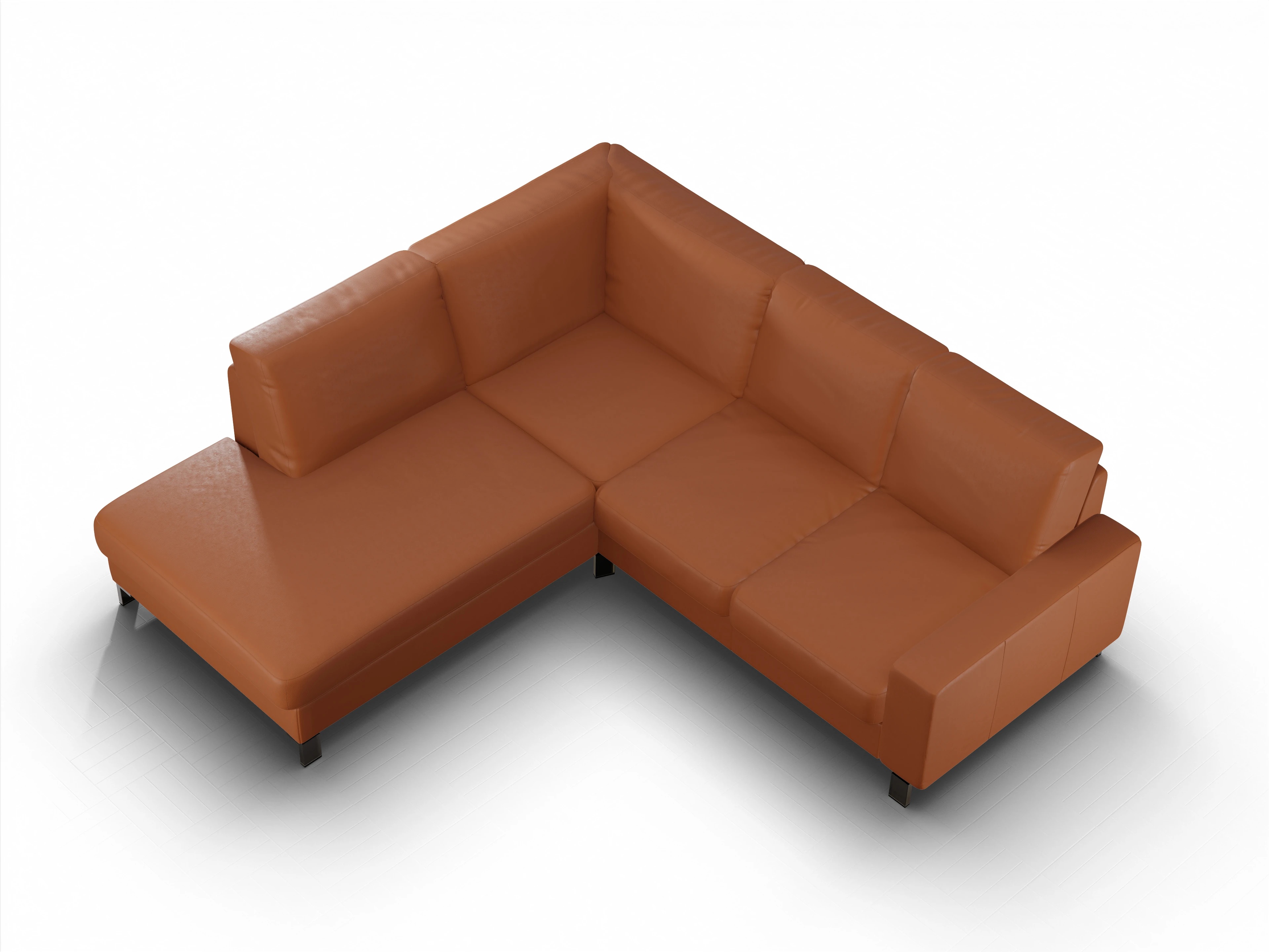 Ansicht des Produktes Casco 2.0 Ecksofa links Abschluss offen in Leder Braun