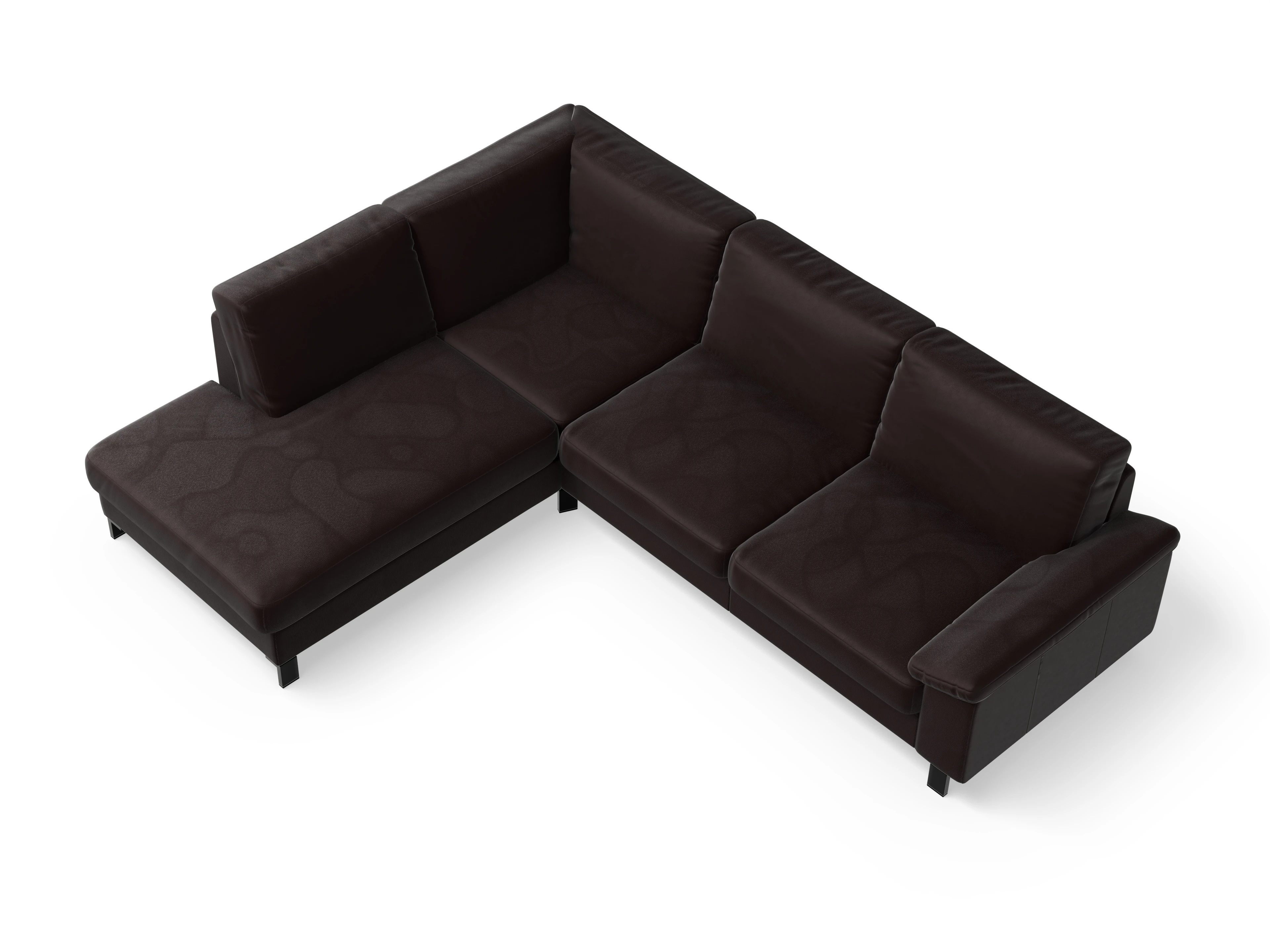 Ansicht des Produktes Casco 2.0 Ecksofa links Abschluss offen in Leder Braun