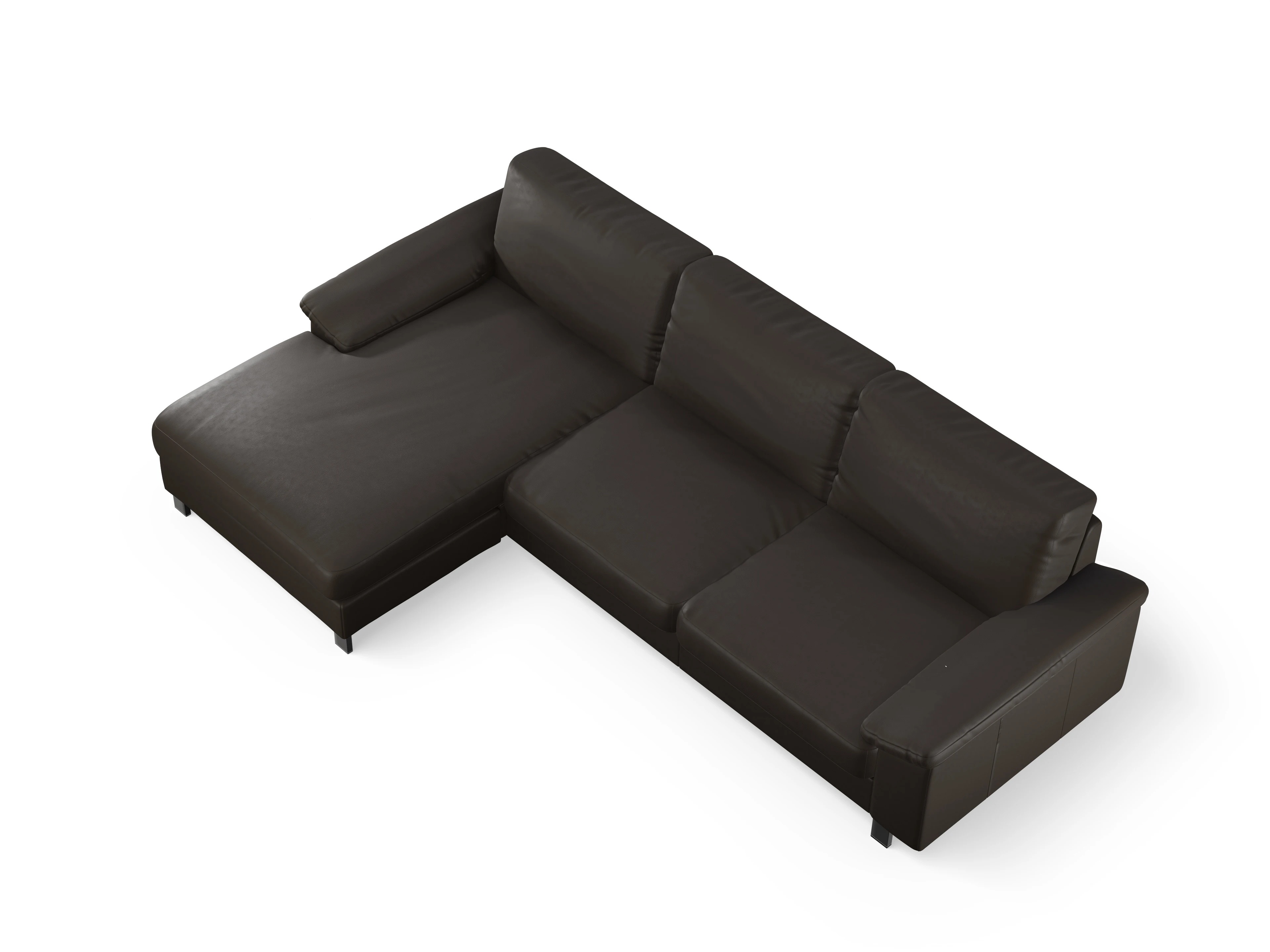 Casco Ecksofa LO Large L Ansicht des Produktes Casco 2.0 Ecksofa links Abschluss offen in Leder Braun