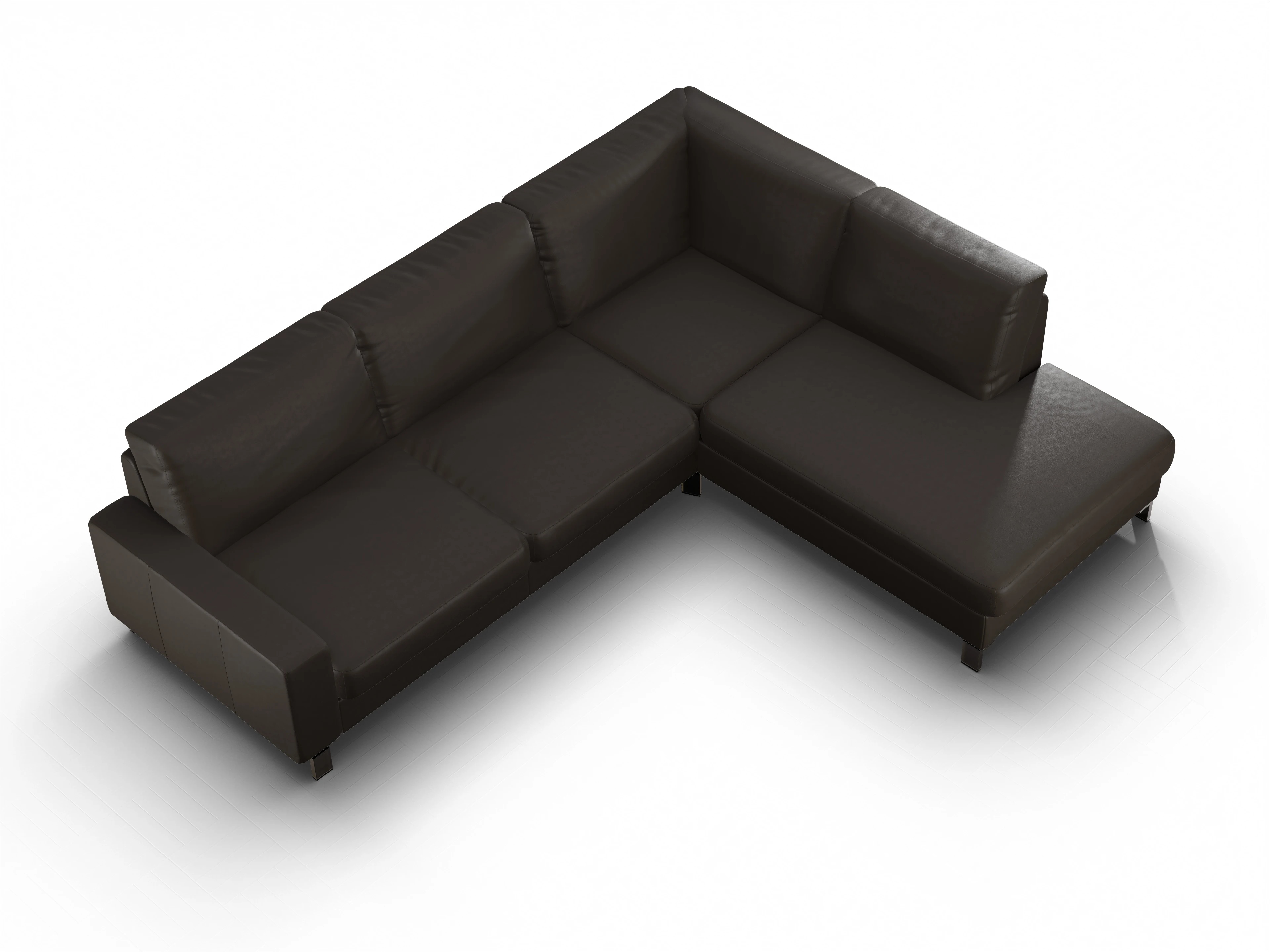 Ansicht des Produktes Casco 2.0 Ecksofa rechts Abschluss offen in Leder Braun