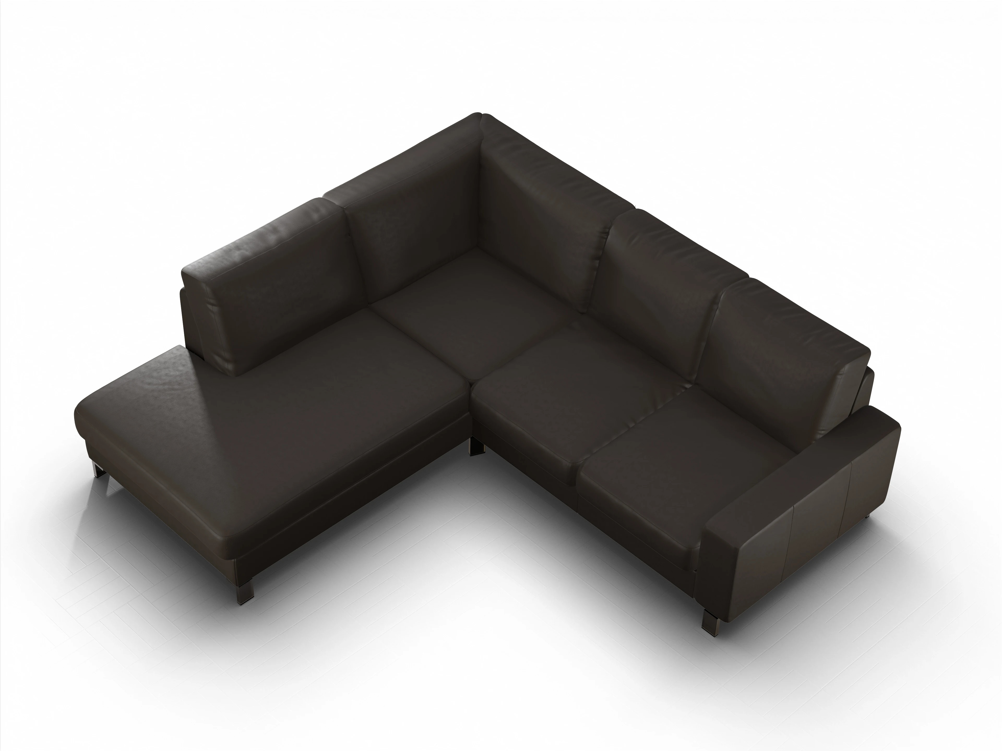 Ansicht des Produktes Casco 2.0 Ecksofa links Abschluss offen in Leder Braun