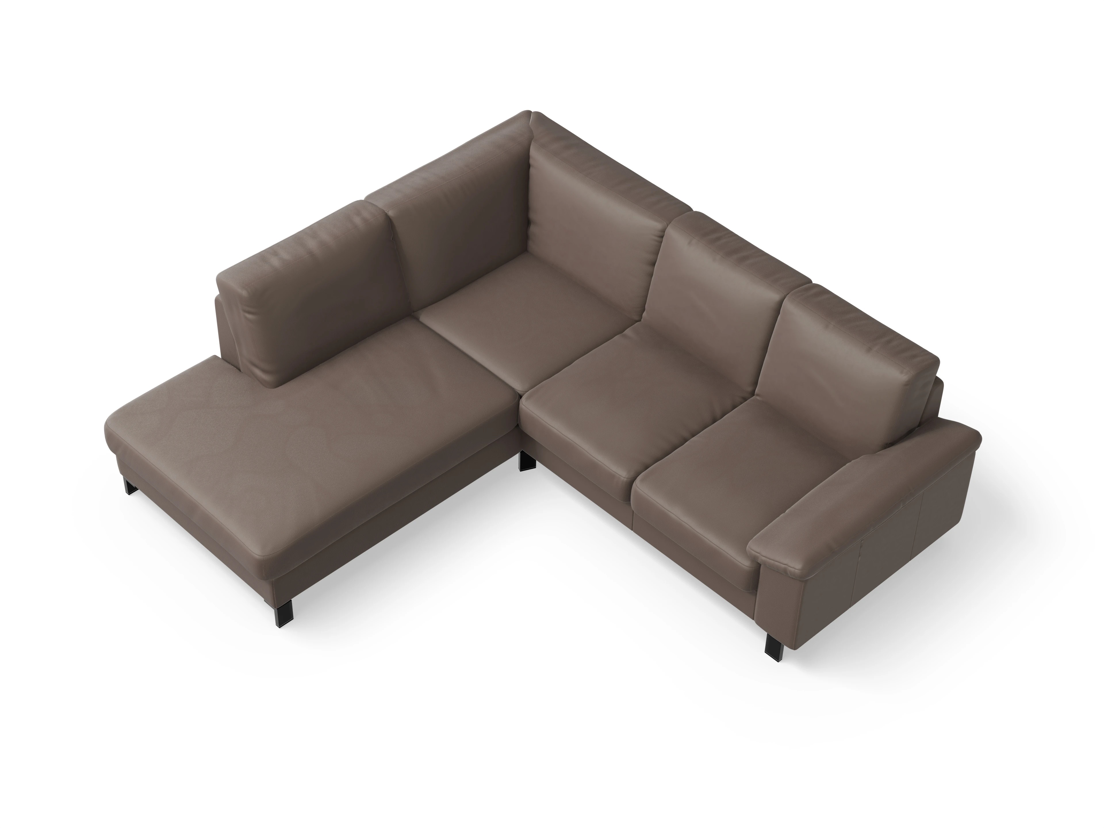 Ansicht des Produktes Casco 2.0 Ecksofa links Abschluss offen in Leder Braun