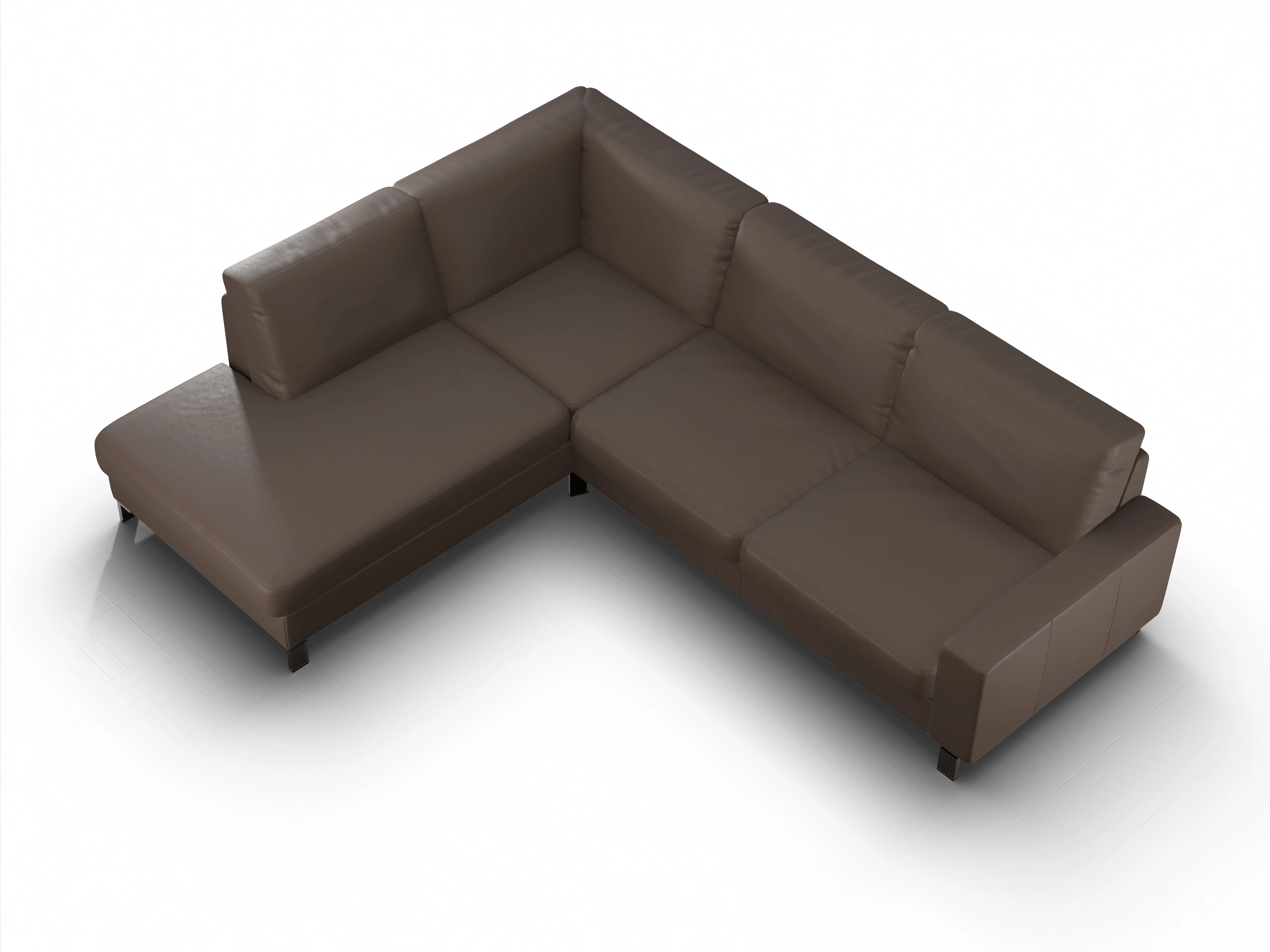 Ansicht des Produktes Casco 2.0 Ecksofa links Abschluss offen in Leder Braun