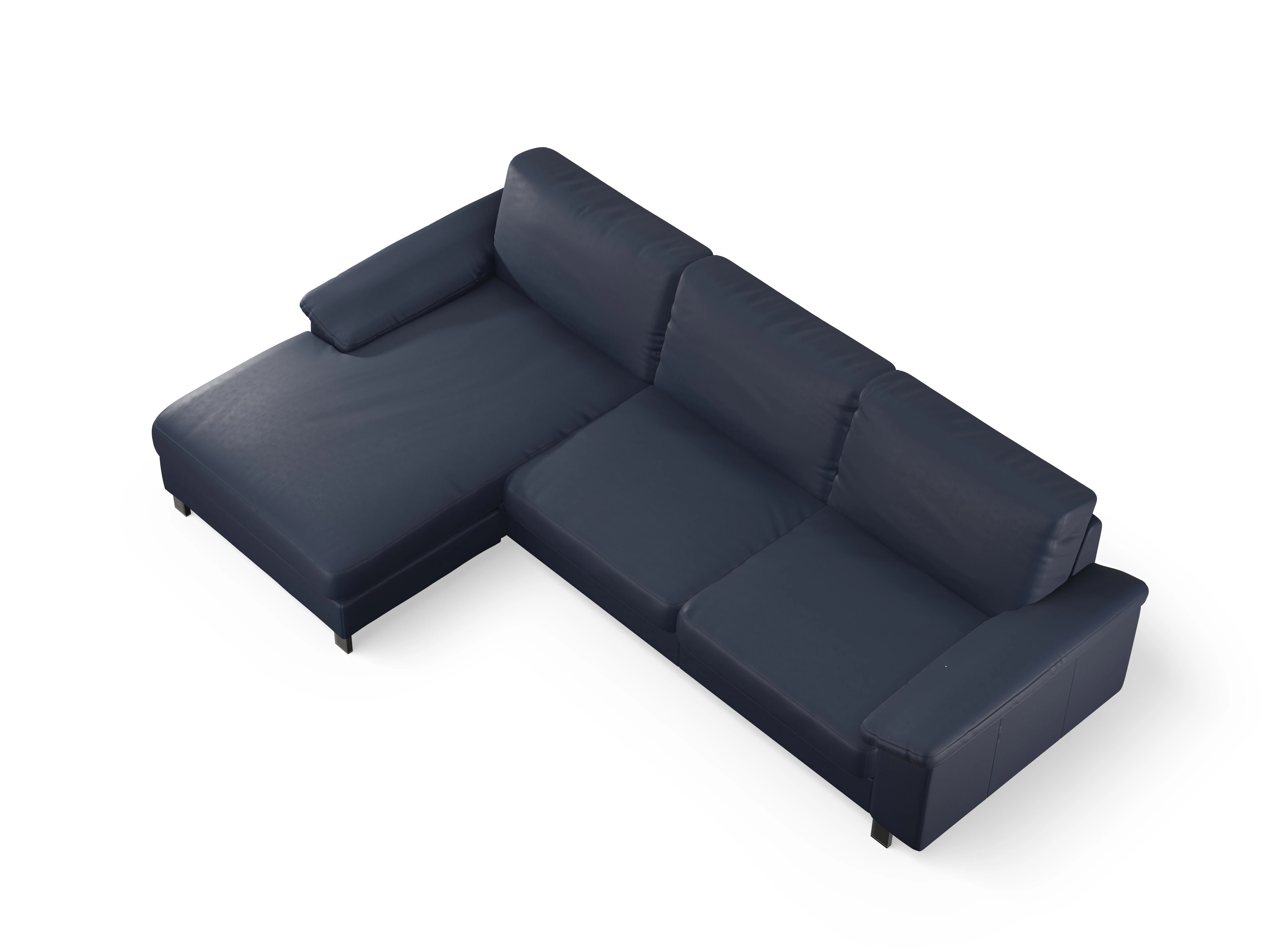 Casco Ecksofa LO Large L Ansicht des Produktes Casco 2.0 Ecksofa links Abschluss offen in Leder Blau