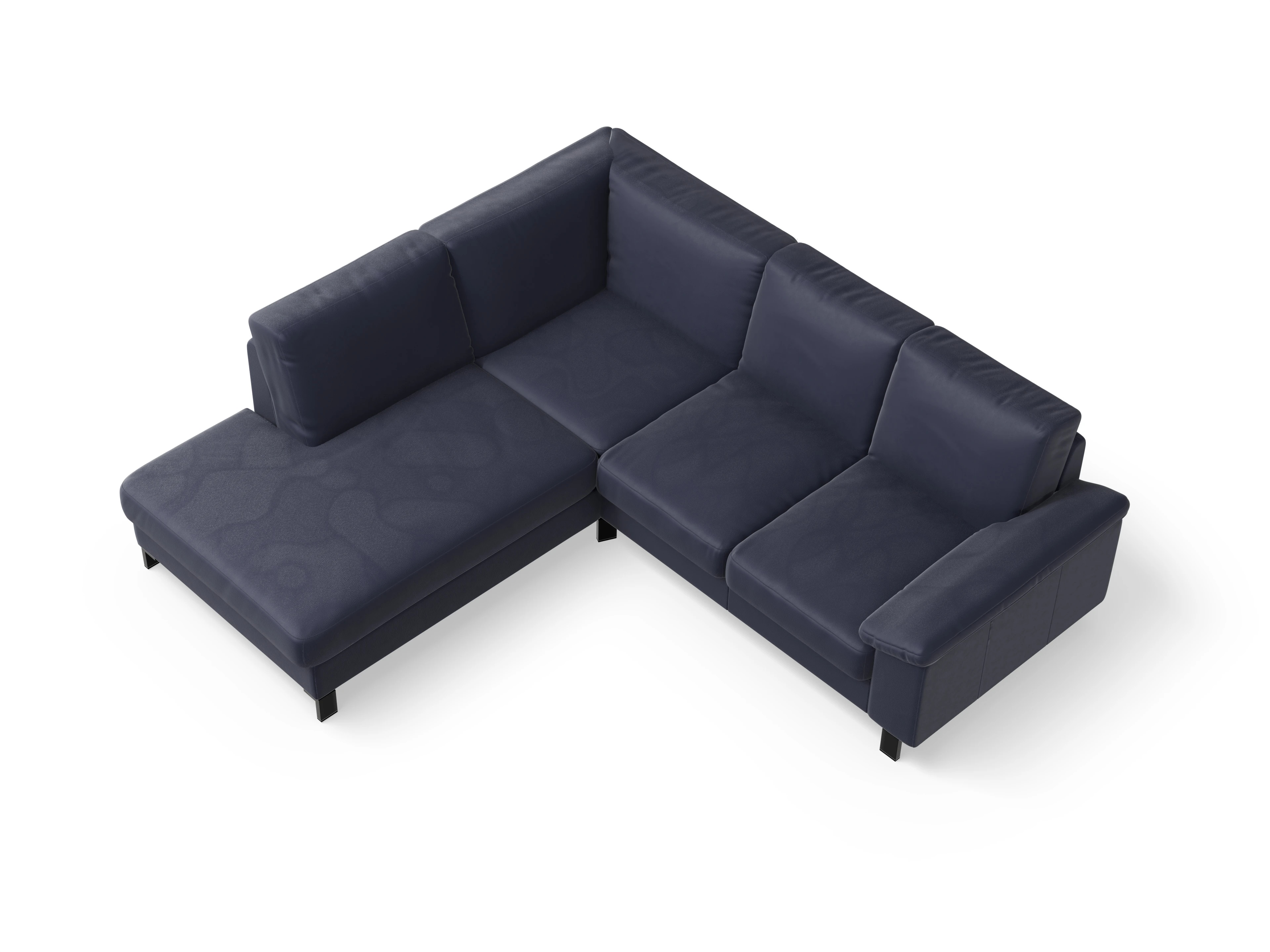 Ansicht des Produktes Casco 2.0 Ecksofa links Abschluss offen in Leder Blau