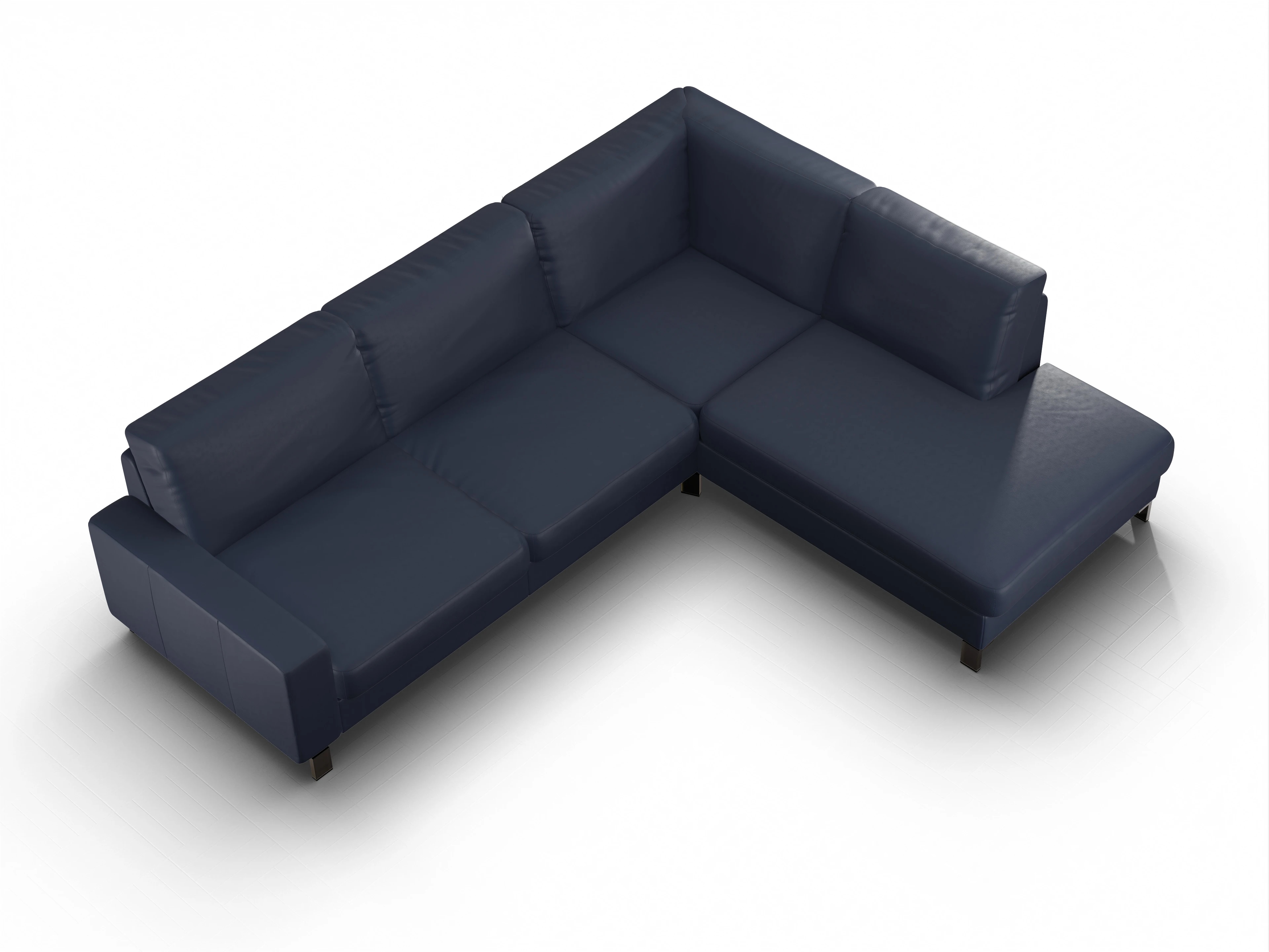 Ansicht des Produktes Casco 2.0 Ecksofa rechts Abschluss offen in Leder Blau