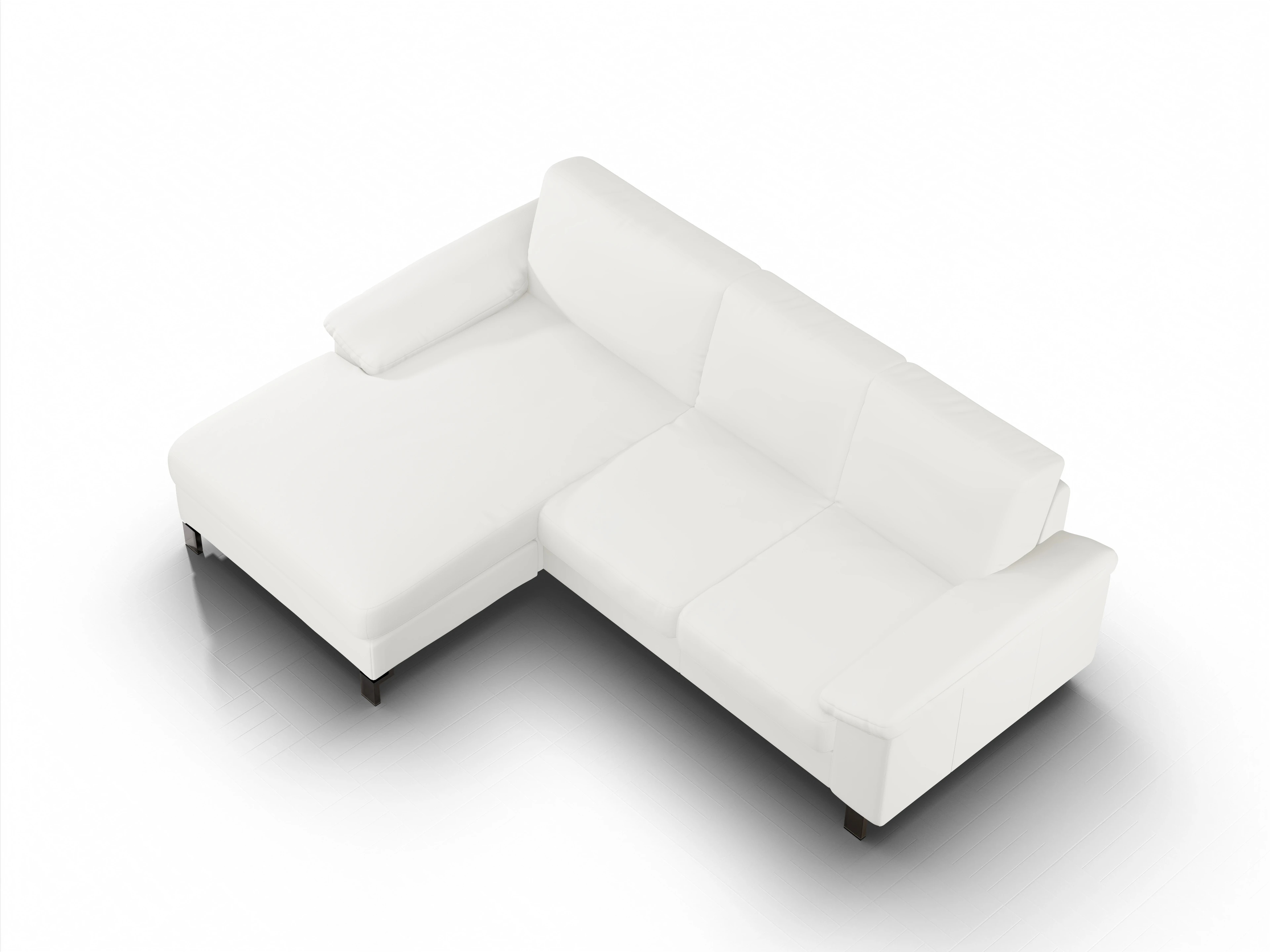 Ansicht des Produktes Casco 2.0 Ecksofa links Abschluss offen in Leder Weiss