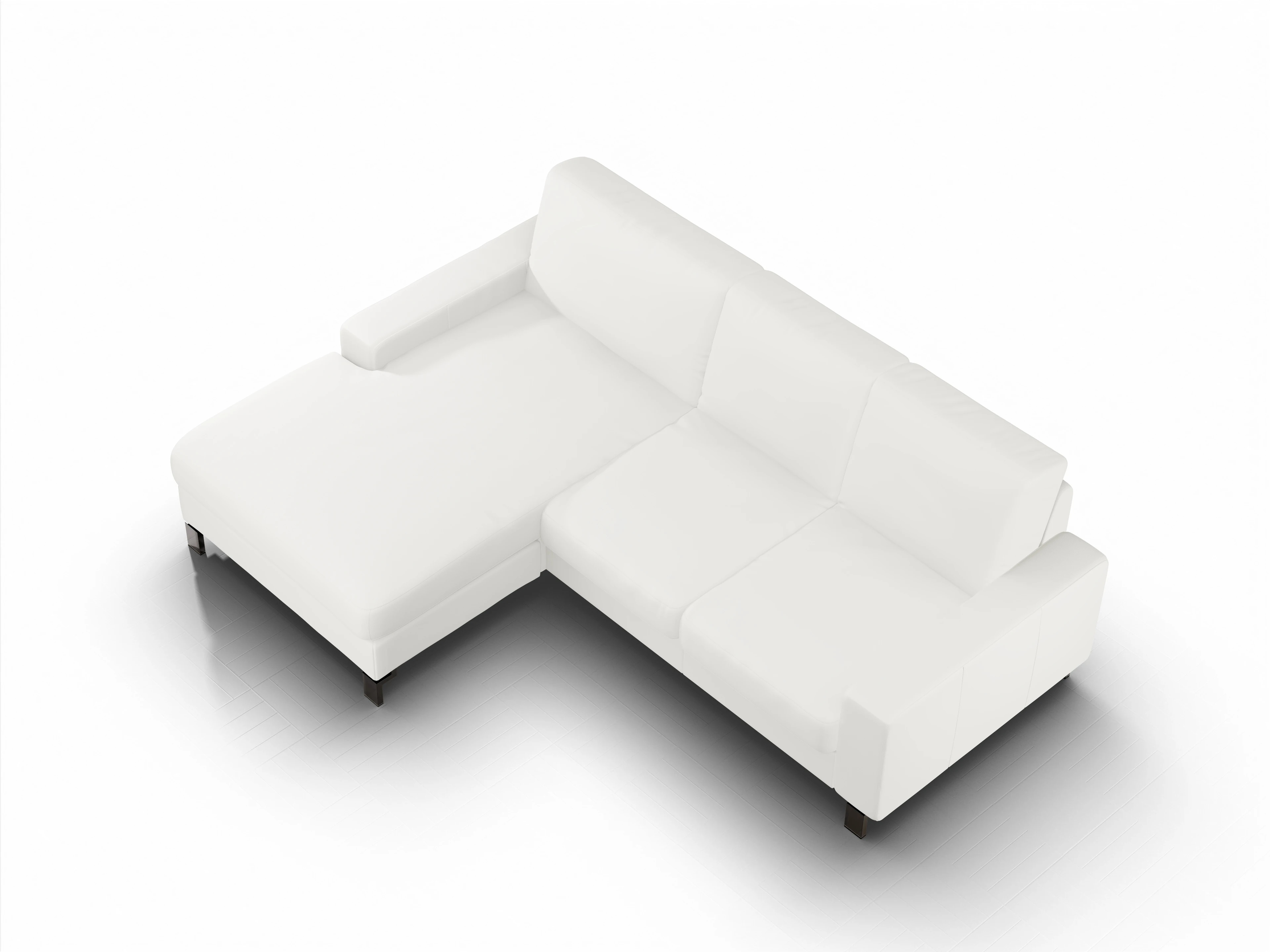 Ansicht des Produktes Casco 2.0 Ecksofa links Abschluss offen in Leder Weiss