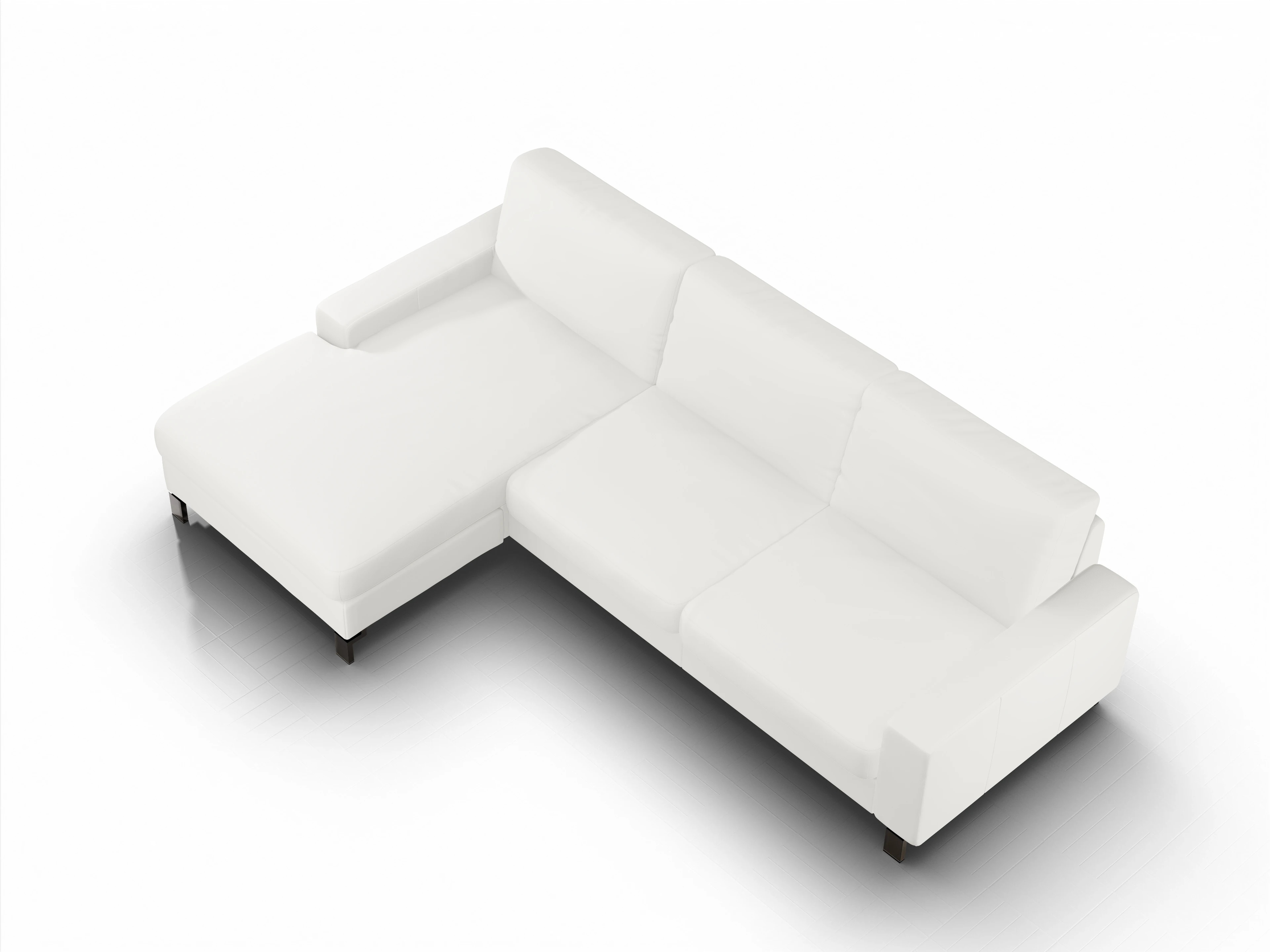 Ansicht des Produktes Casco 2.0 Ecksofa links Abschluss offen in Leder Weiss