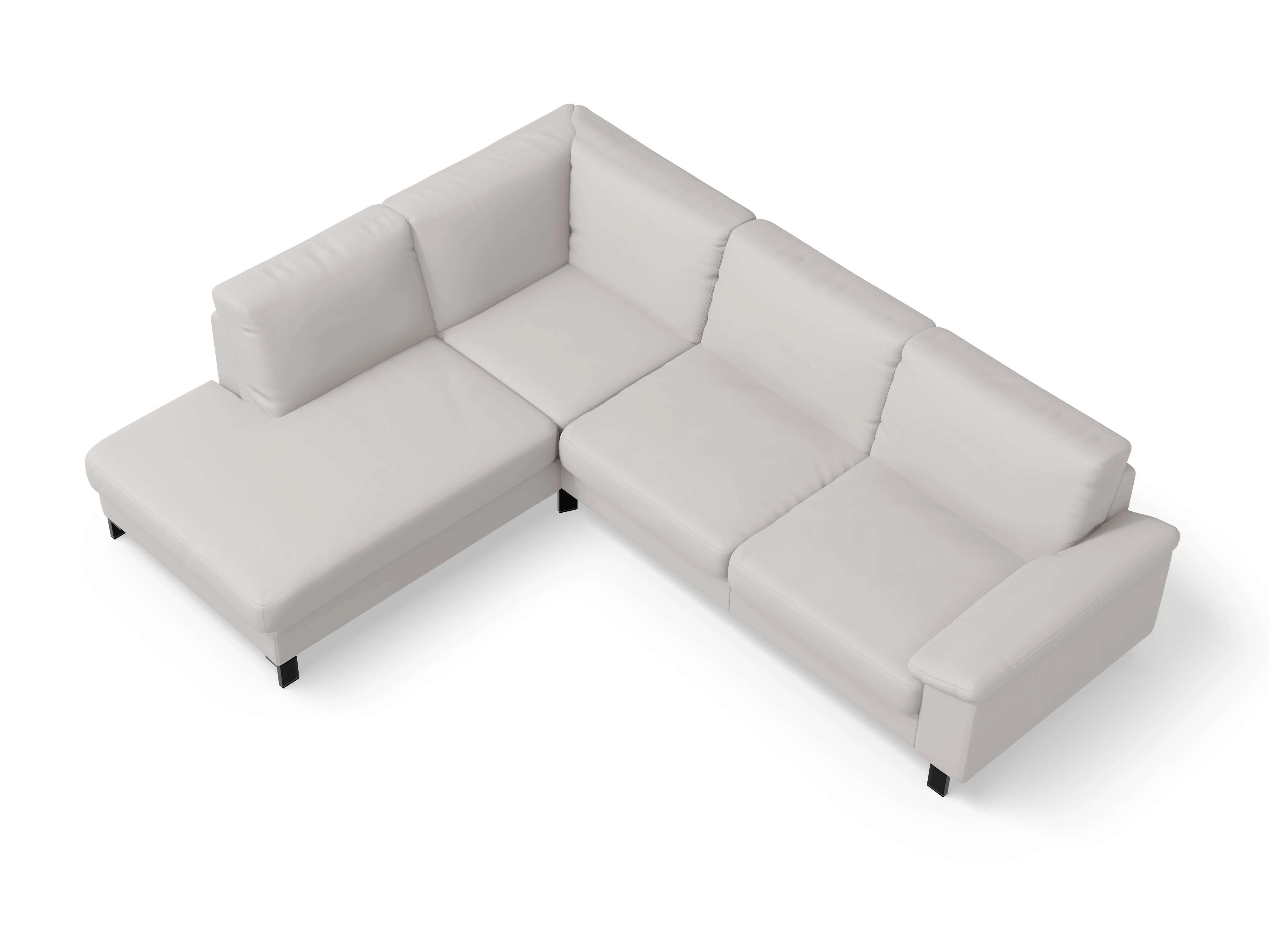 Casco Ecksofa UM Large L Ansicht des Produktes Casco 2.0 Ecksofa links Abschluss offen in Leder Grau