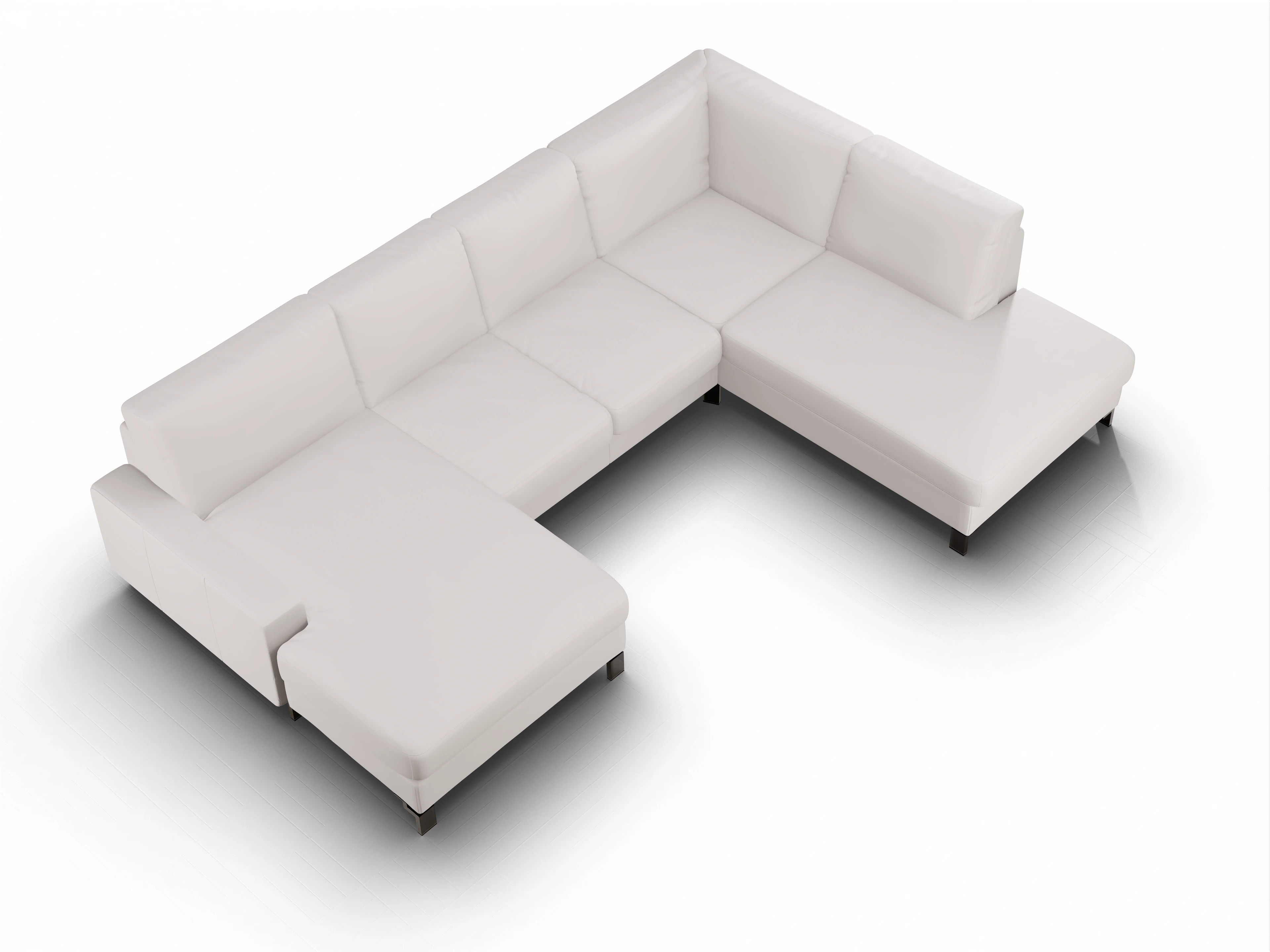 Ansicht des Produktes Casco 2.0 Wohnlandschaft offen beidseitig in Leder Grau