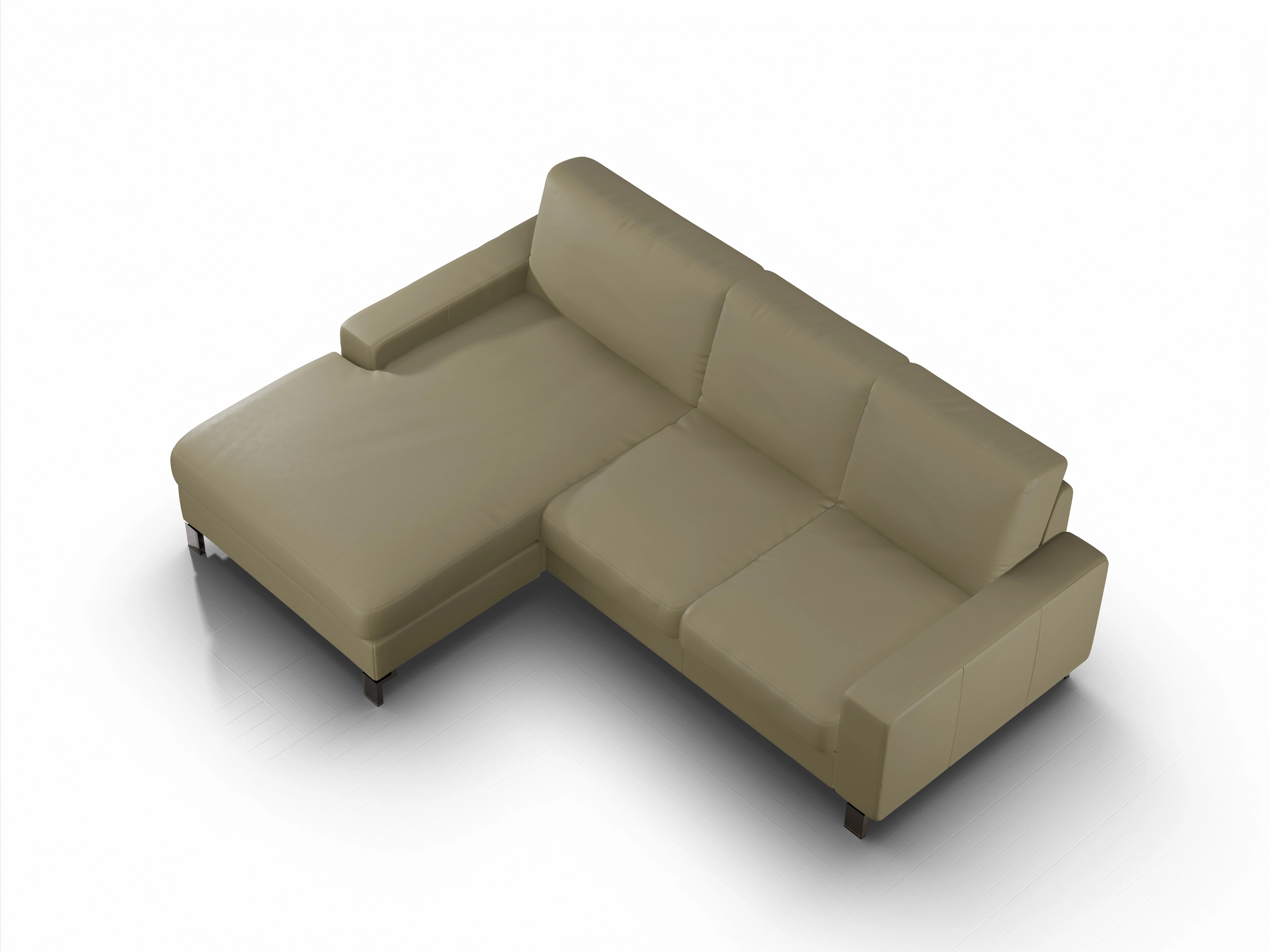 Ansicht des Produktes Casco 2.0 Ecksofa links Abschluss offen in Leder Braun