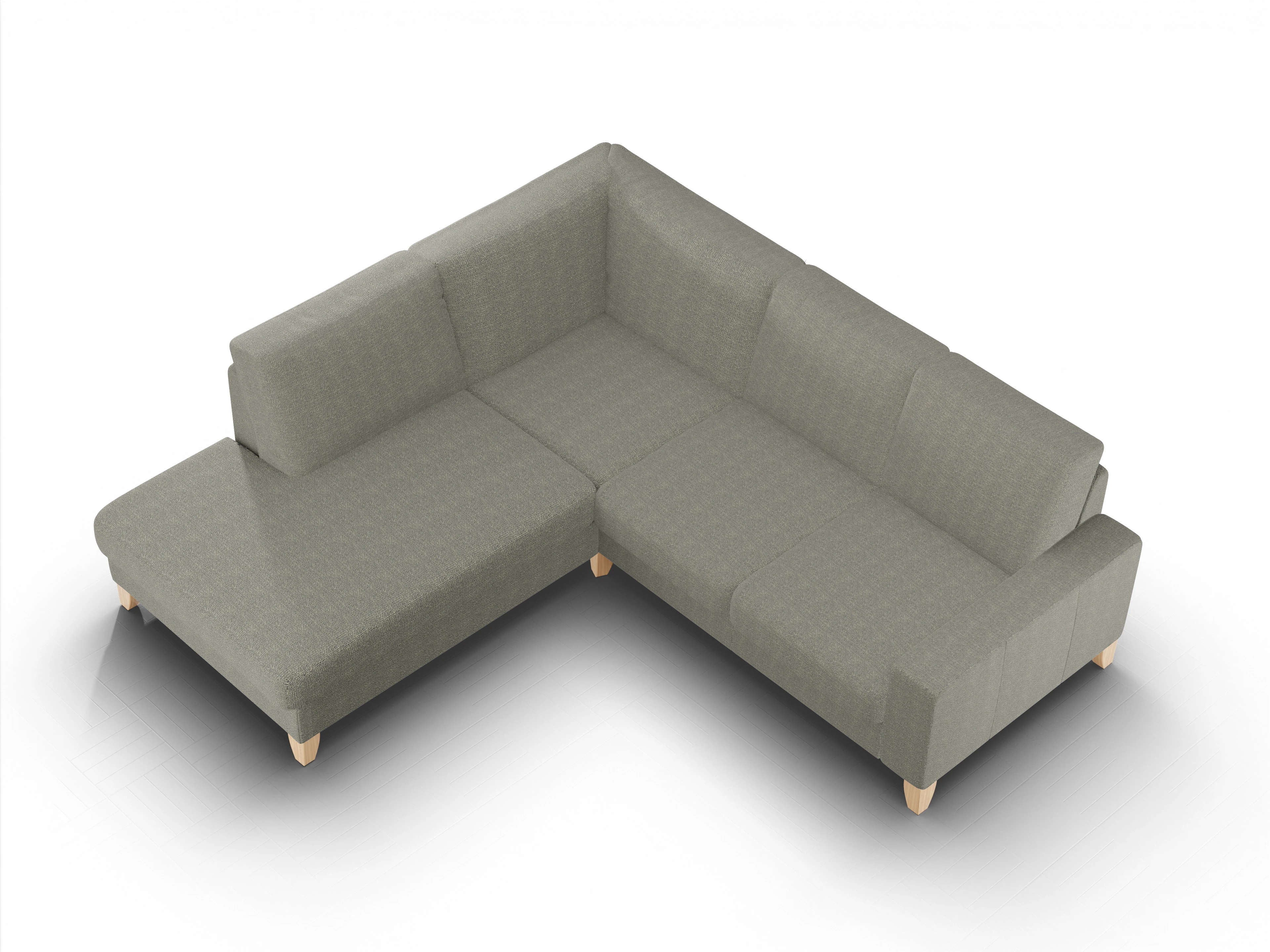 Ansicht des Produktes Casco 2.0 Ecksofa links Abschluss offen in Stoff Grau