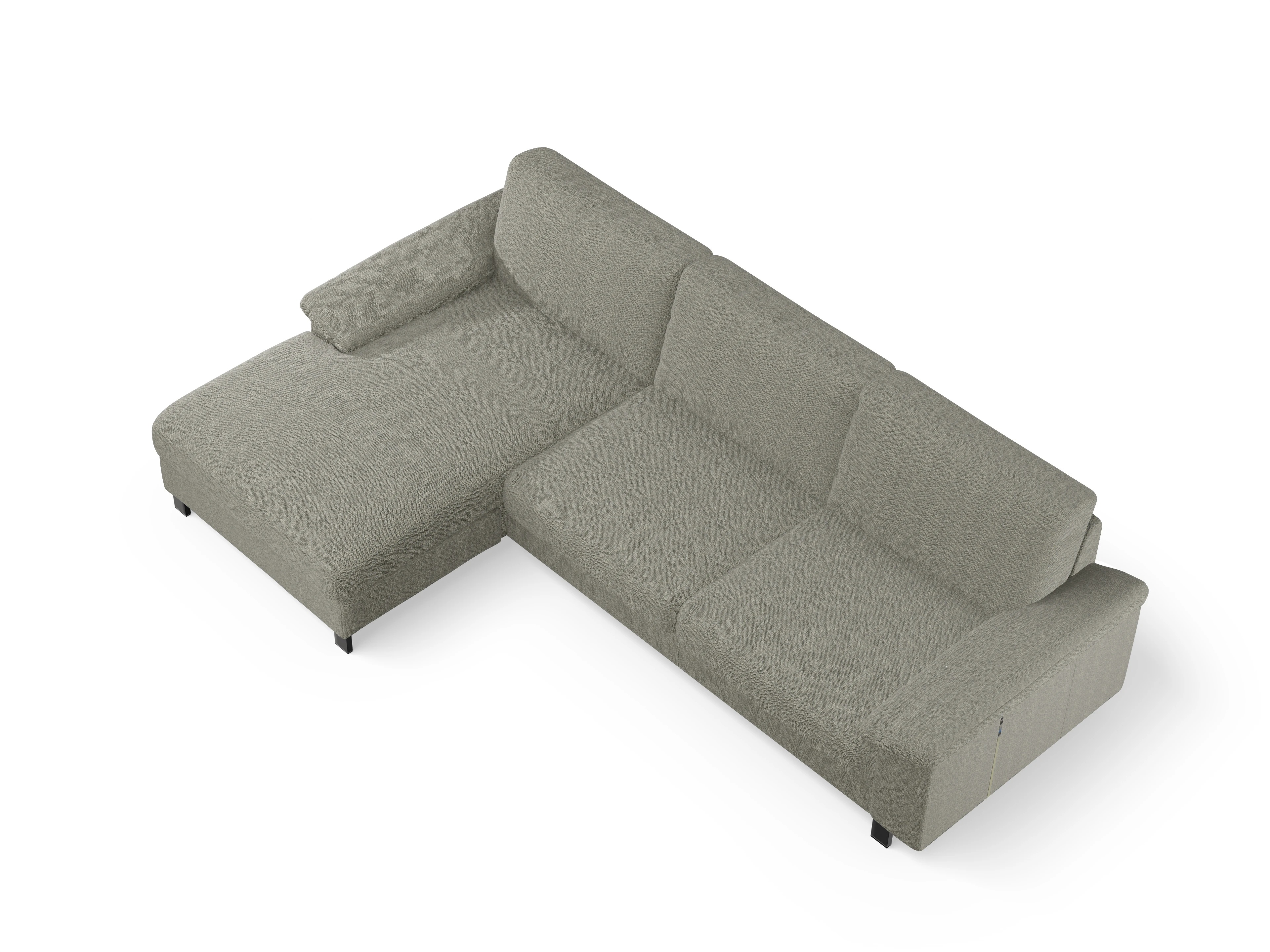 Ansicht des Produktes Casco 2.0 Ecksofa links Abschluss offen in Stoff Grau