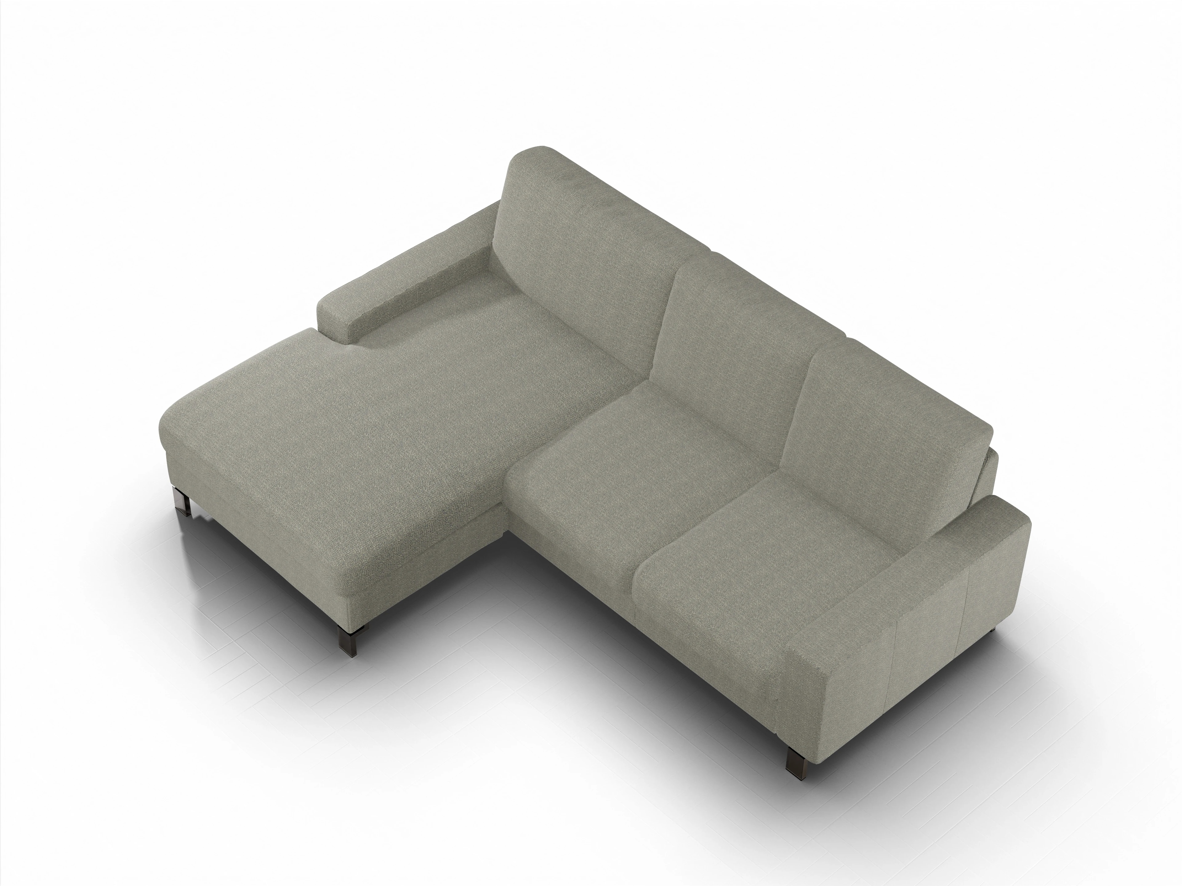 Ansicht des Produktes Casco 2.0 Ecksofa links Abschluss offen in Stoff Grau