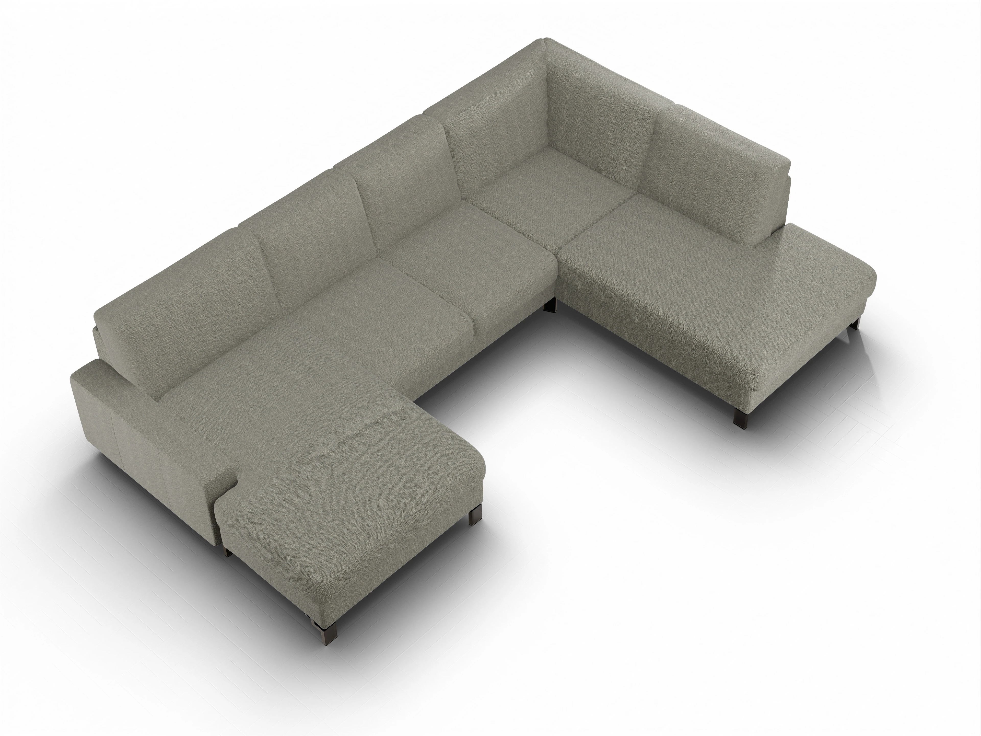 Ansicht des Produktes Casco 2.0 Wohnlandschaft offen beidseitig in Stoff Grau