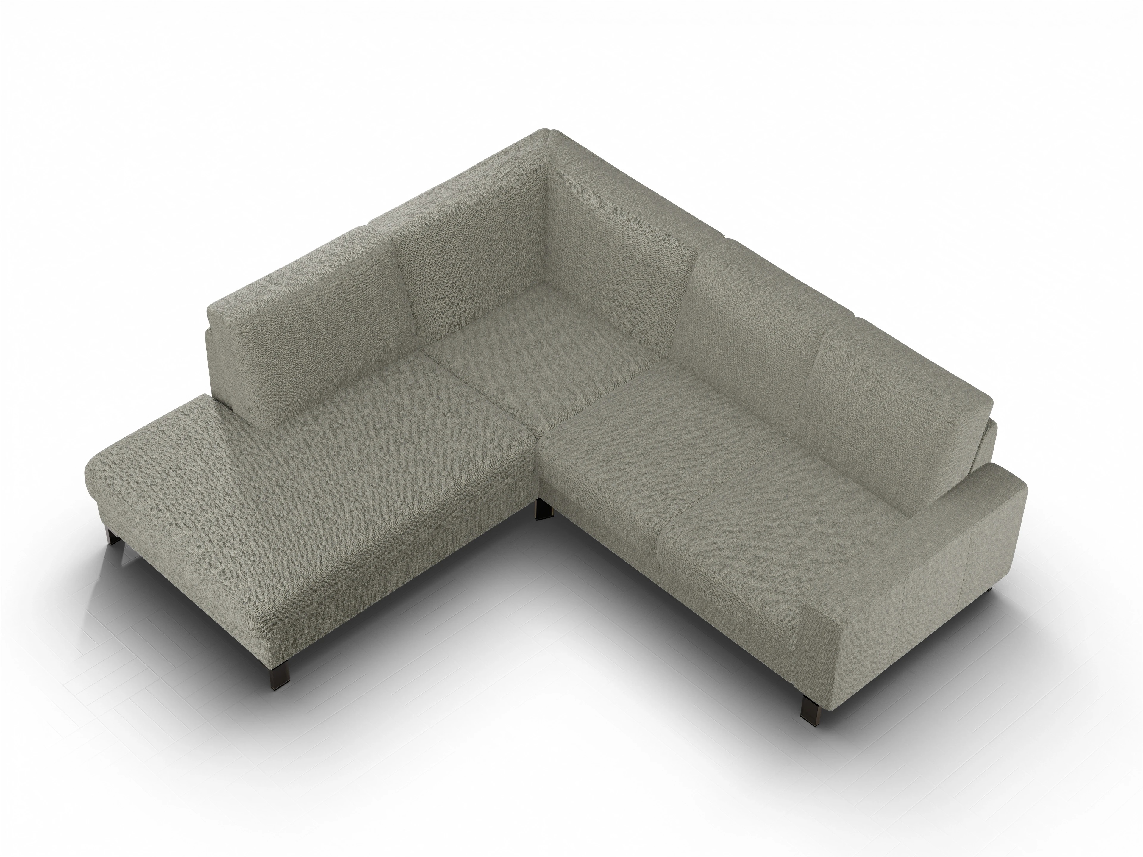 Ansicht des Produktes Casco 2.0 Ecksofa links Abschluss offen in Stoff Grau