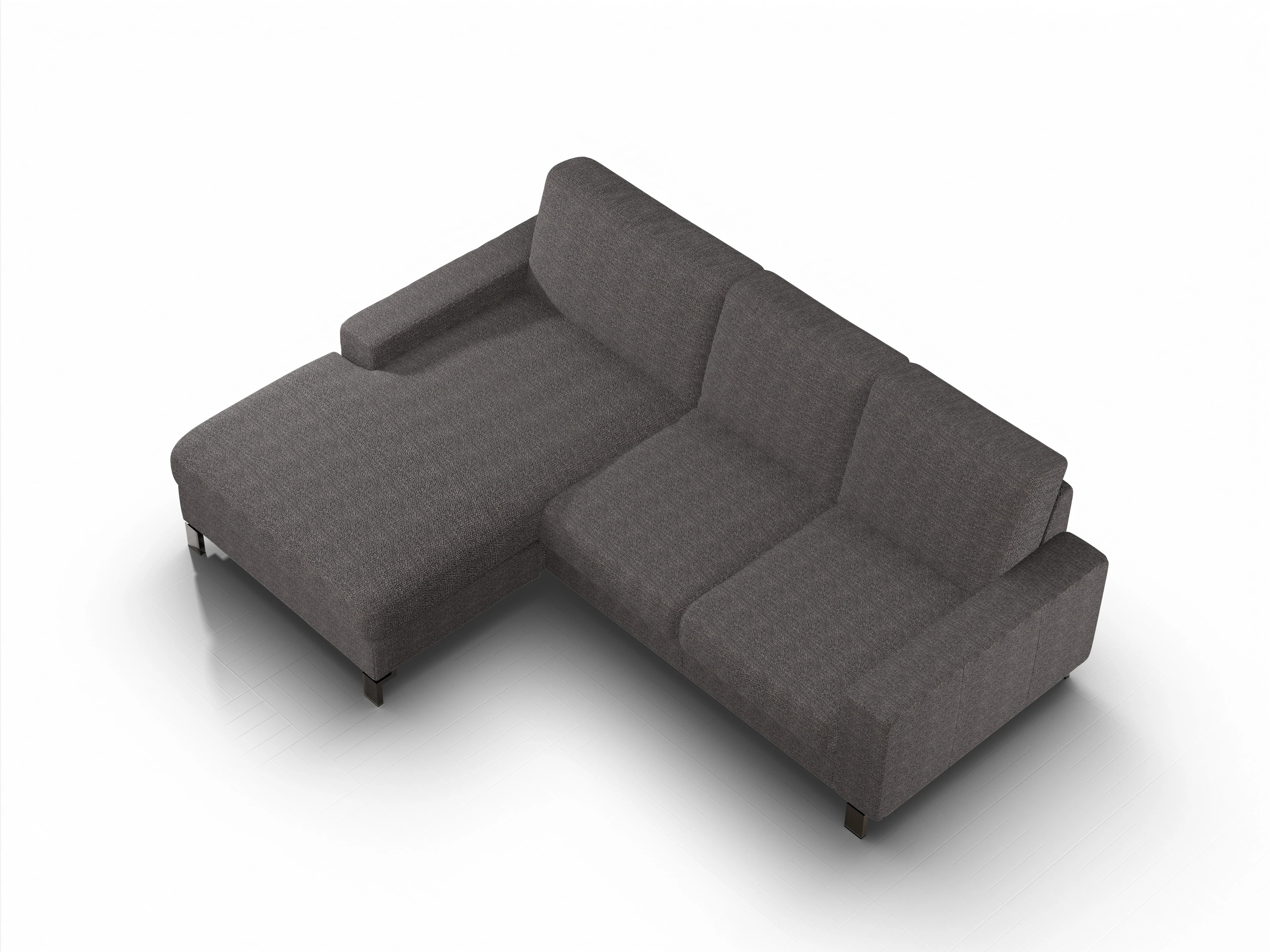 Ansicht des Produktes Casco 2.0 Ecksofa links Abschluss offen in Stoff Schwarz