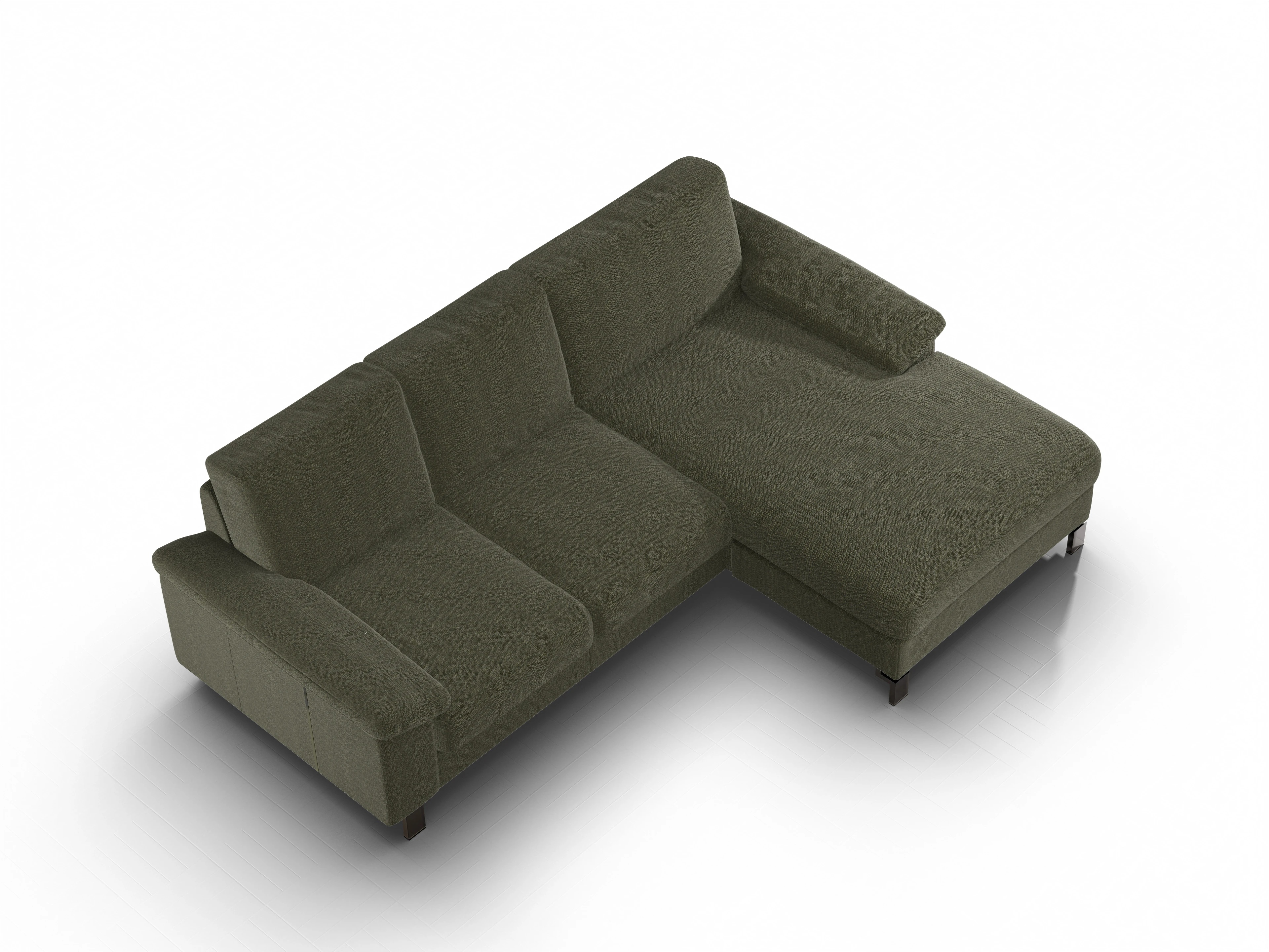 Casco Ecksofa LO Medium R Ansicht des Produktes Casco 2.0 Ecksofa rechts Abschluss offen in Stoff Grün
