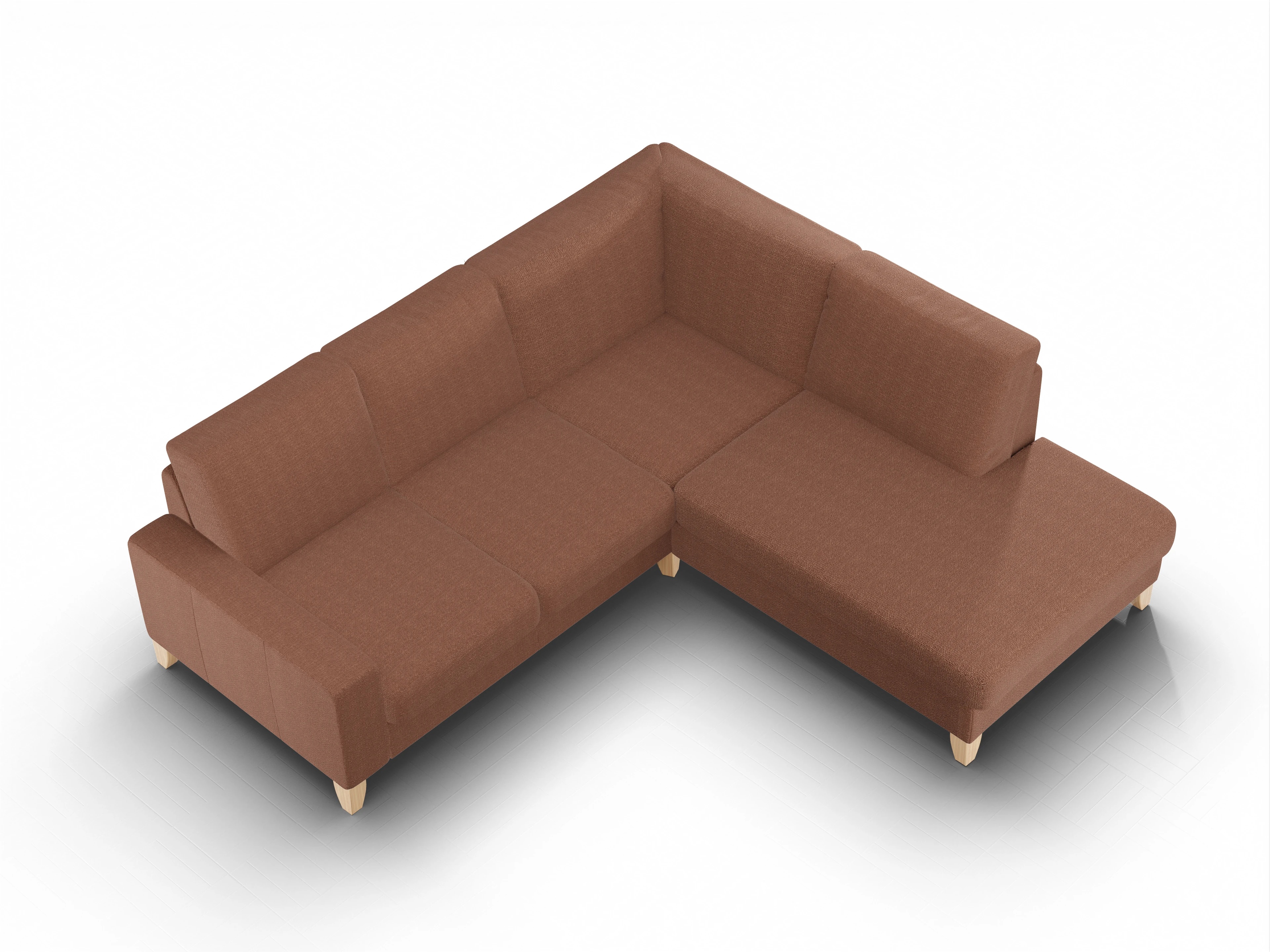 Ansicht des Produktes Casco 2.0 Ecksofa rechts Abschluss offen in Stoff Orange