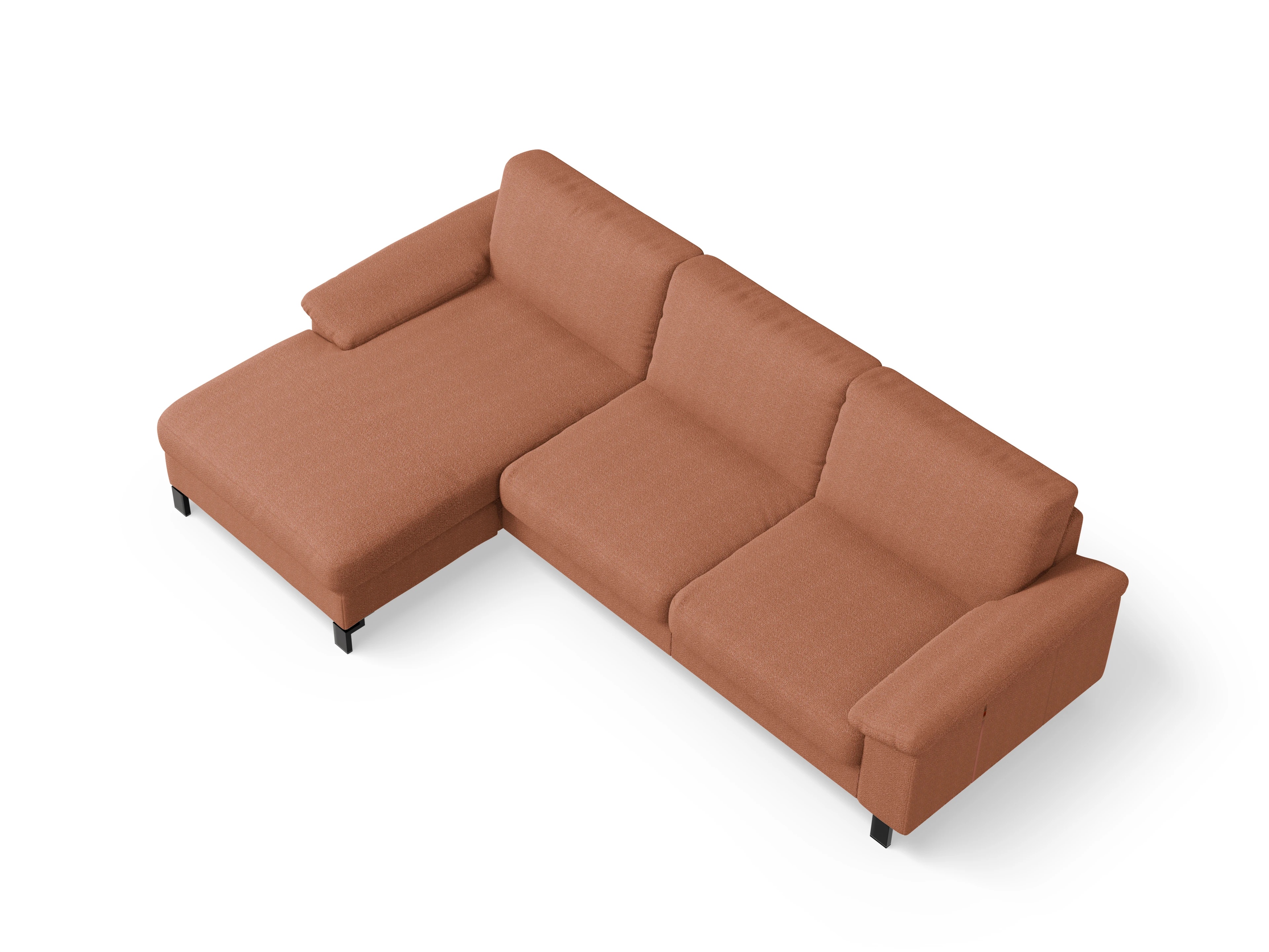 Casco Ecksofa LO Large L Ansicht des Produktes Casco 2.0 Ecksofa links Abschluss offen in Stoff Orange
