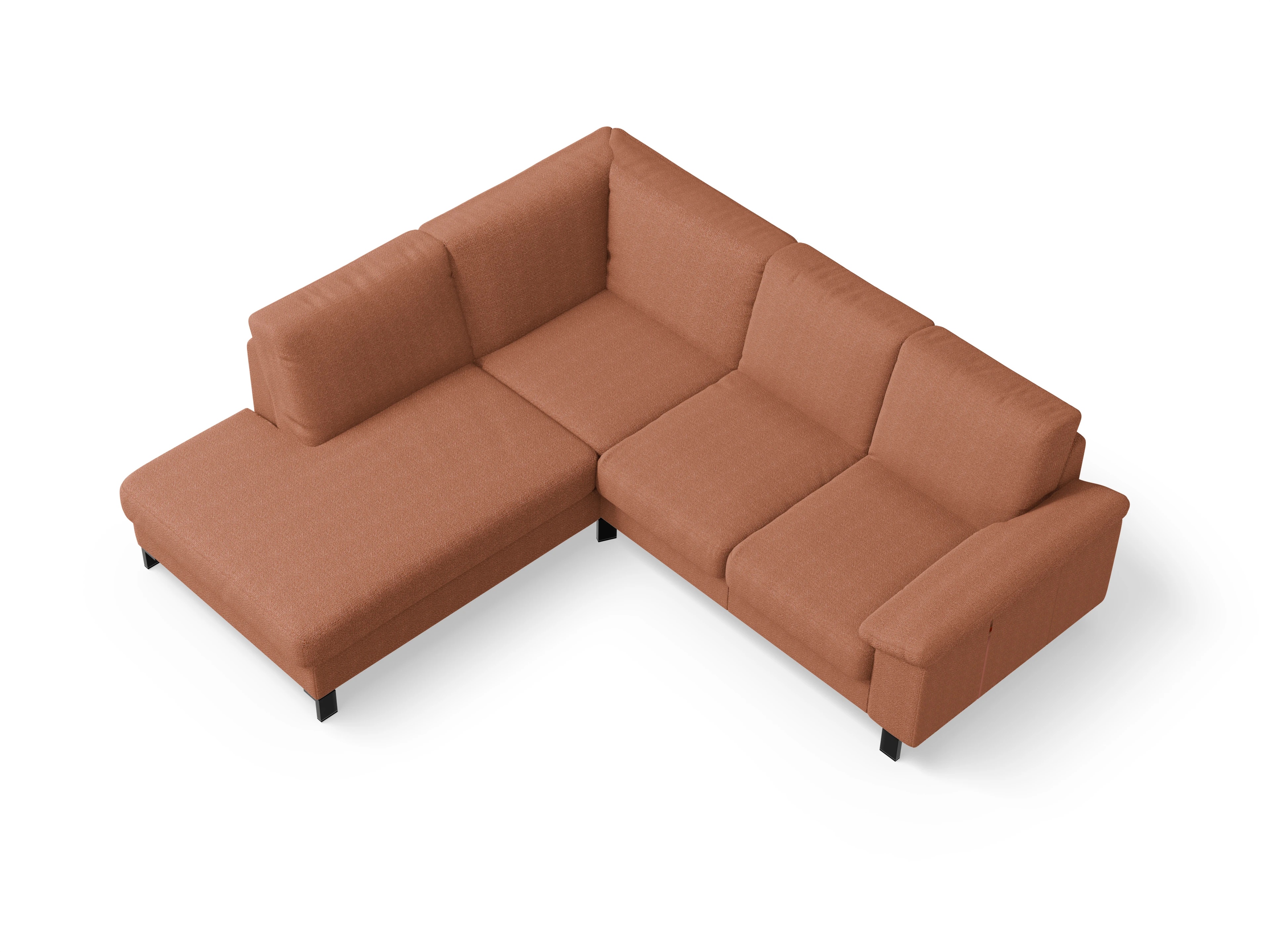 Ansicht des Produktes Casco 2.0 Ecksofa links Abschluss offen in Stoff Orange