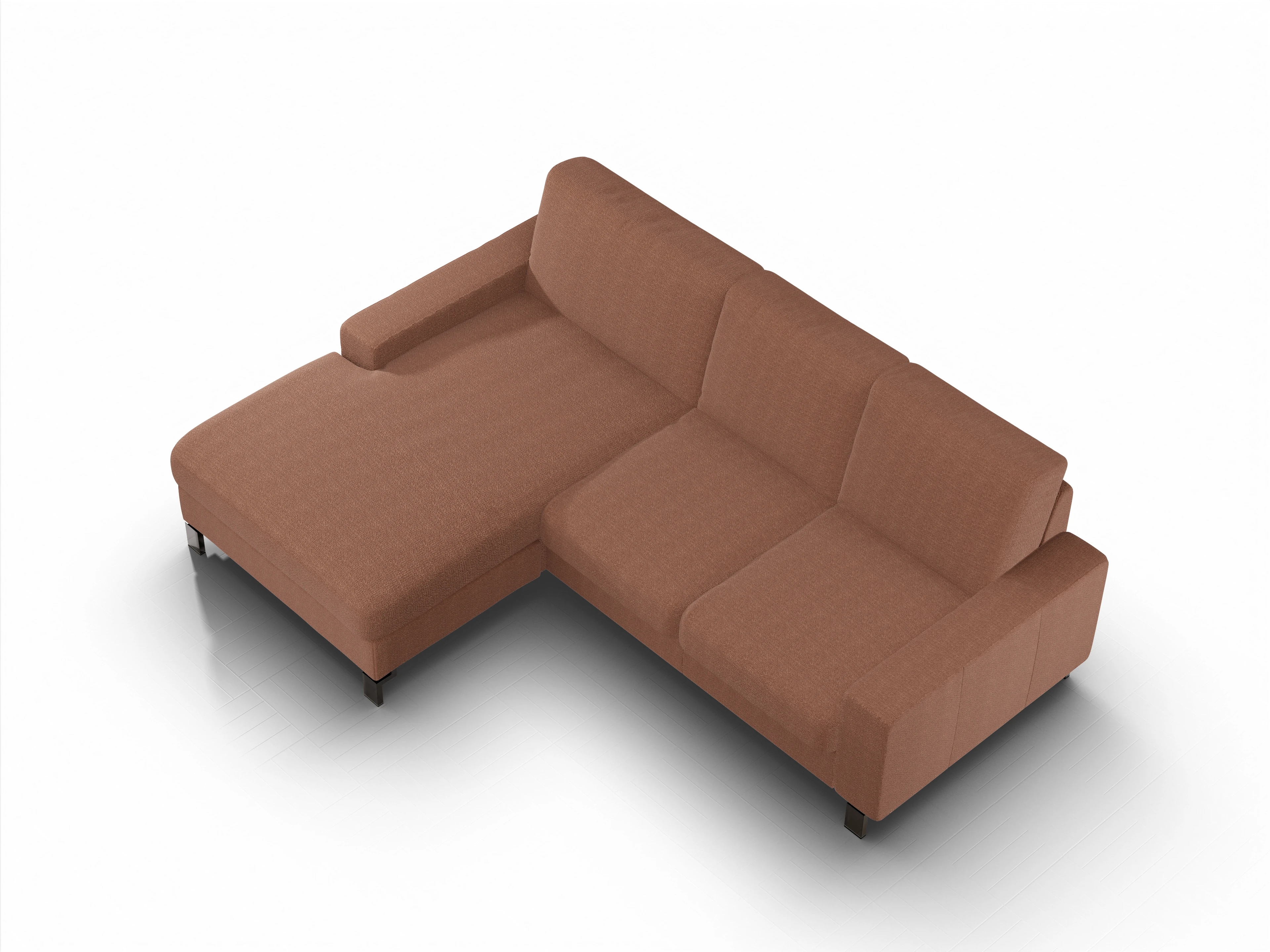 Ansicht des Produktes Casco 2.0 Ecksofa links Abschluss offen in Stoff Orange