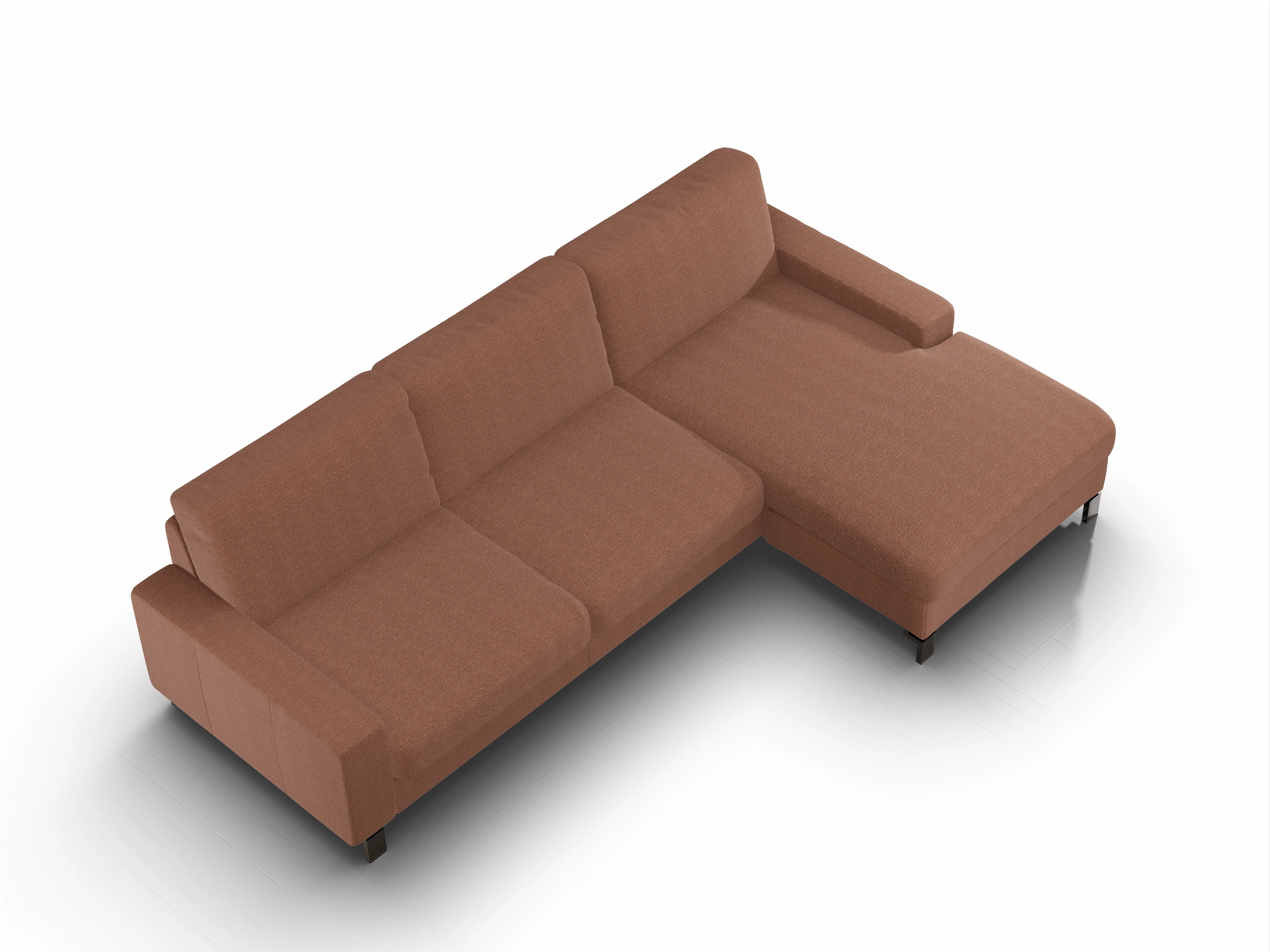 Ansicht des Produktes Casco 2.0 Ecksofa rechts Abschluss offen in Stoff Orange