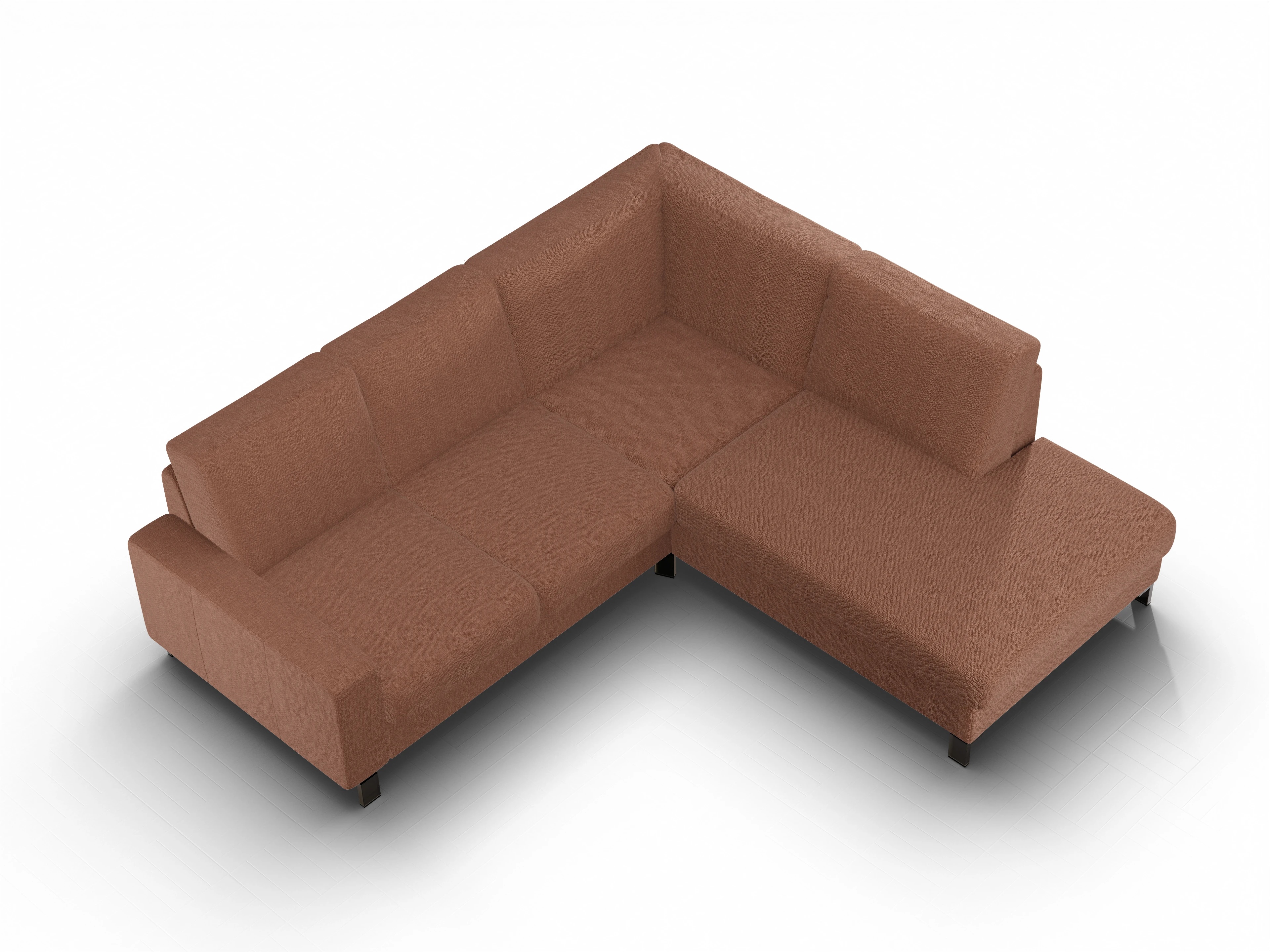 Ansicht des Produktes Casco 2.0 Ecksofa rechts Abschluss offen in Stoff Orange