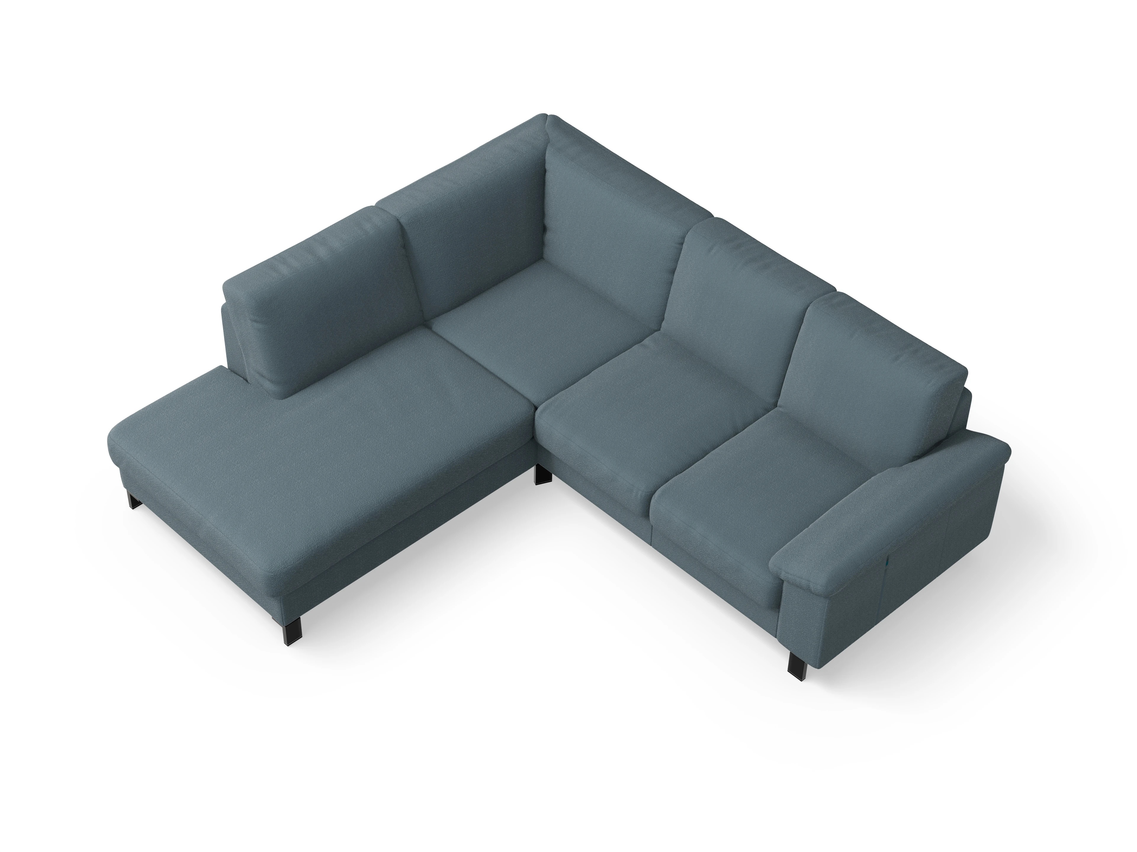 Ansicht des Produktes Casco 2.0 Ecksofa links Abschluss offen in Stoff Blau