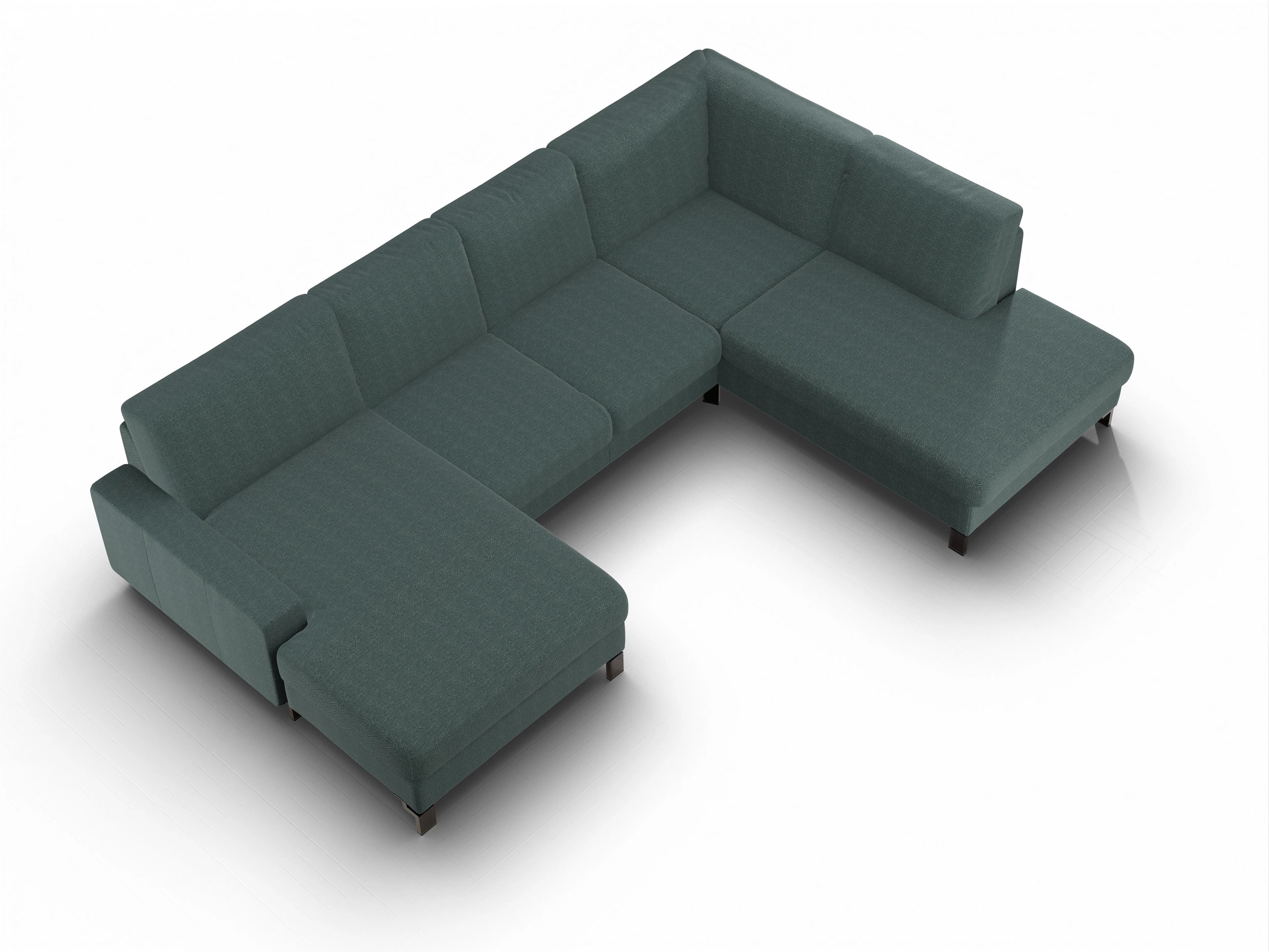 Ansicht des Produktes Casco 2.0 Wohnlandschaft offen beidseitig in Stoff Blau