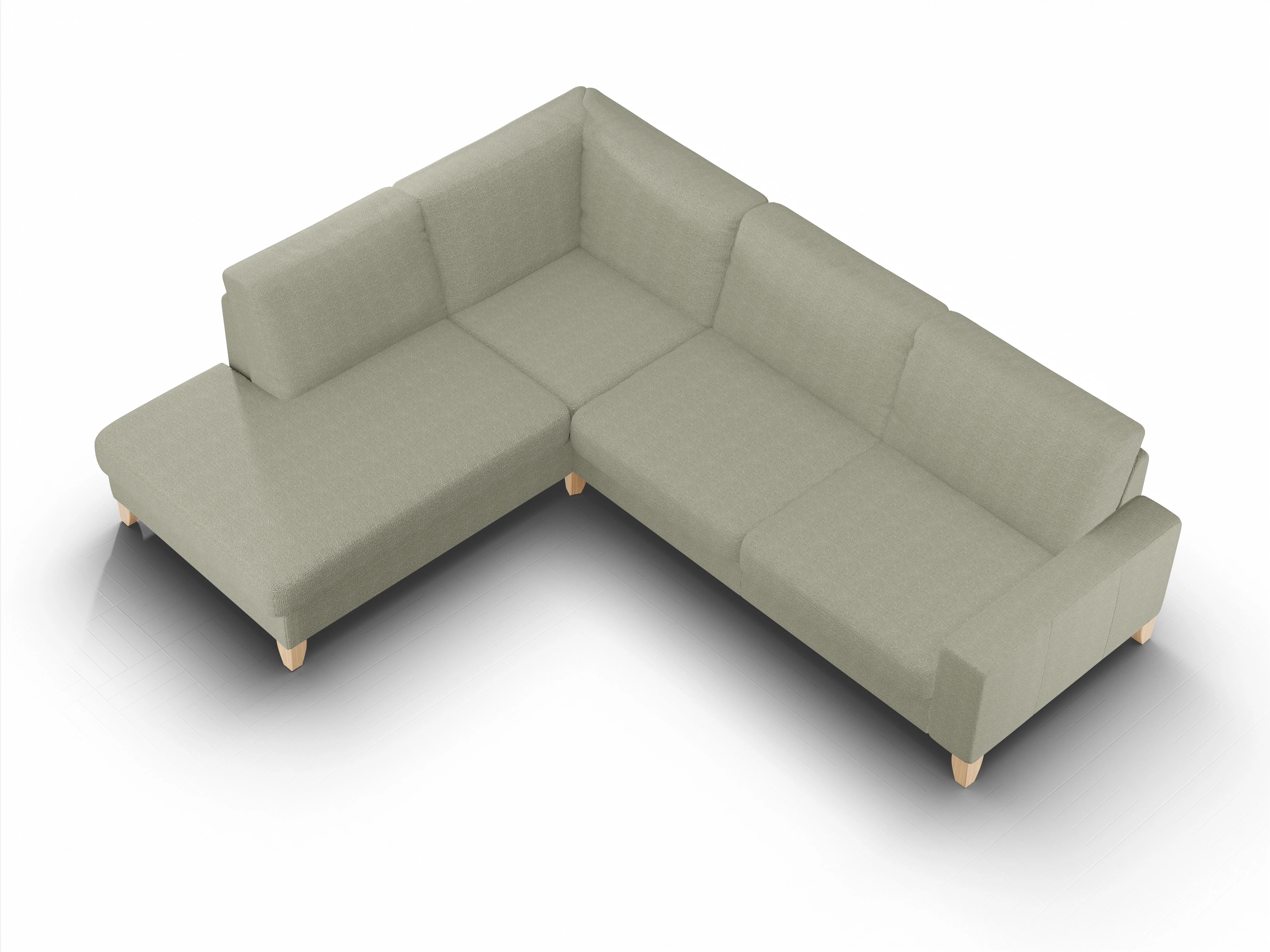 Ansicht des Produktes Casco 2.0 Ecksofa links Abschluss offen in Stoff Grau