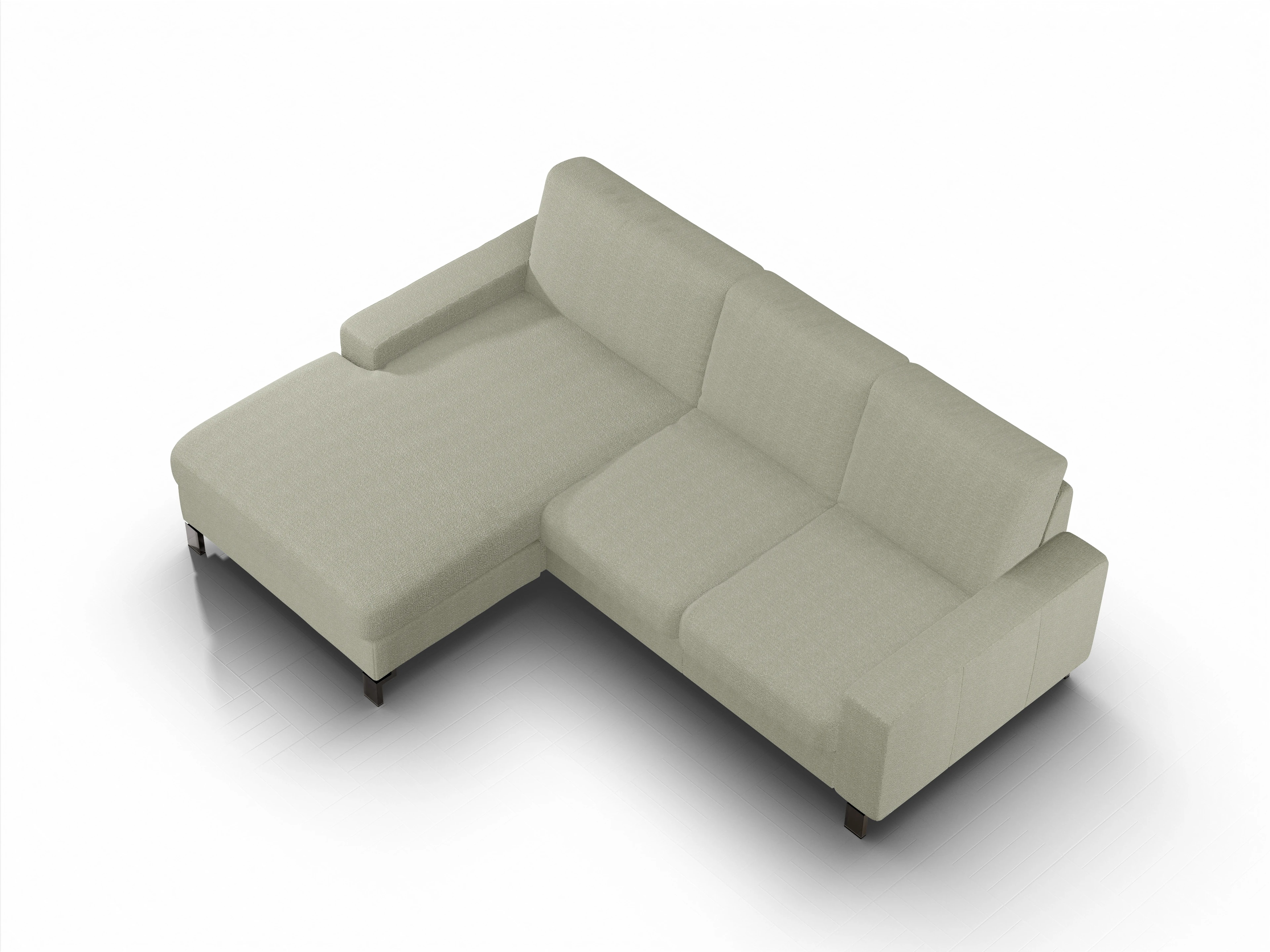 Ansicht des Produktes Casco 2.0 Ecksofa links Abschluss offen in Stoff Grau